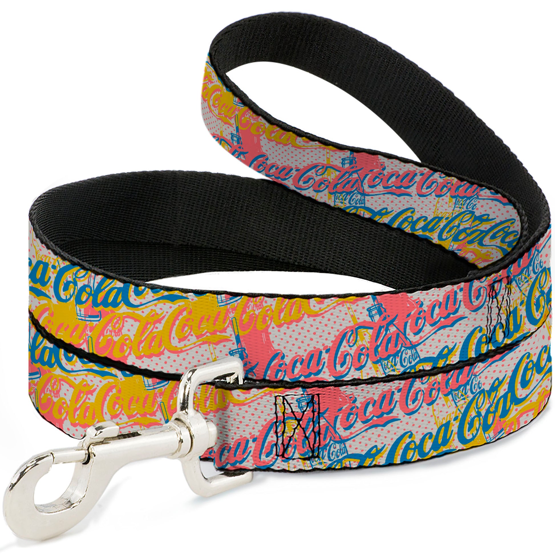 Dog Leash - COCA-COLA Script Logo Stacked Pop Art White/Multi Pastel Dog Leashes Coca-Cola