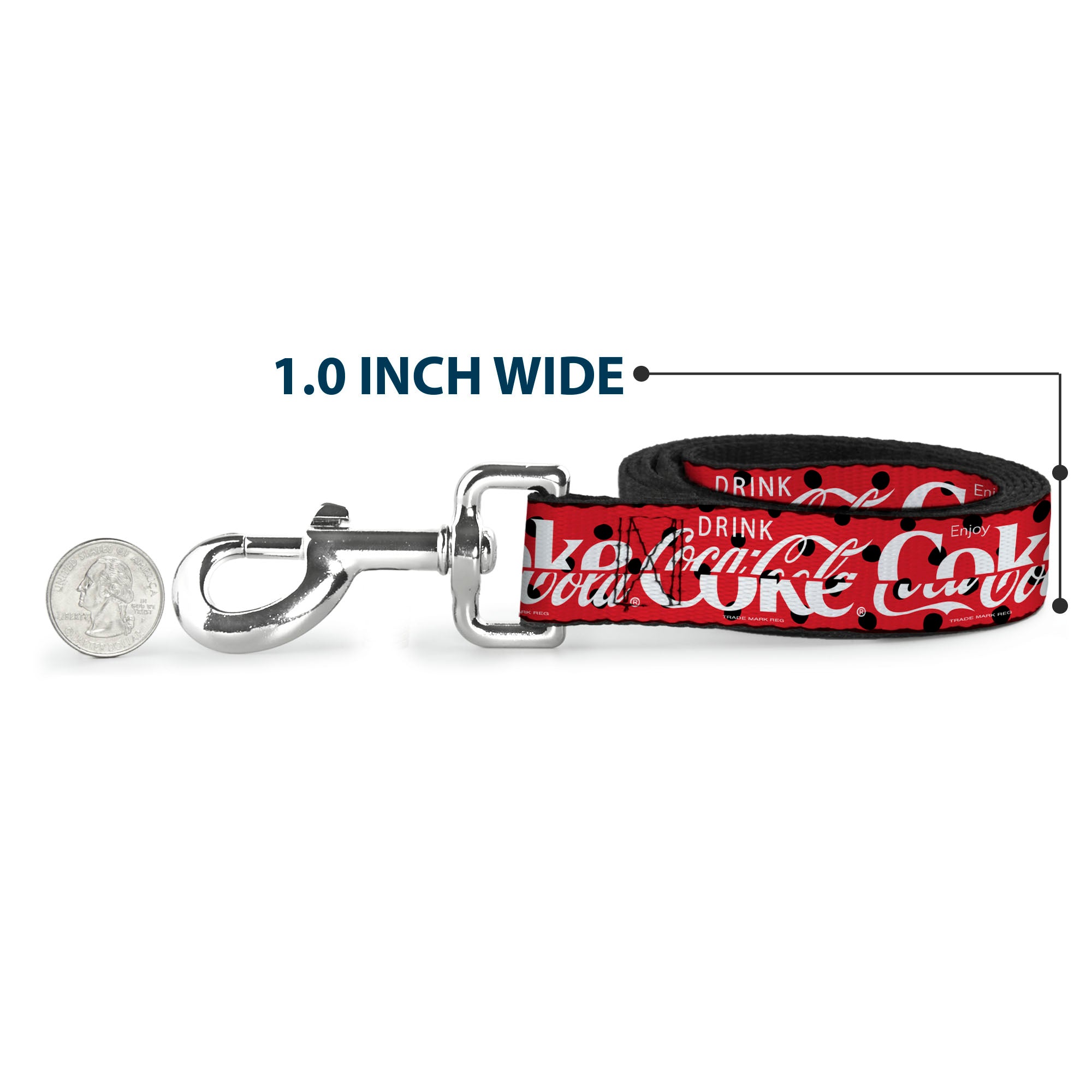 Dog Leash - DRINK COCA-COLA COKE Polka Dot Red/Black/White Dog Leashes Coca-Cola