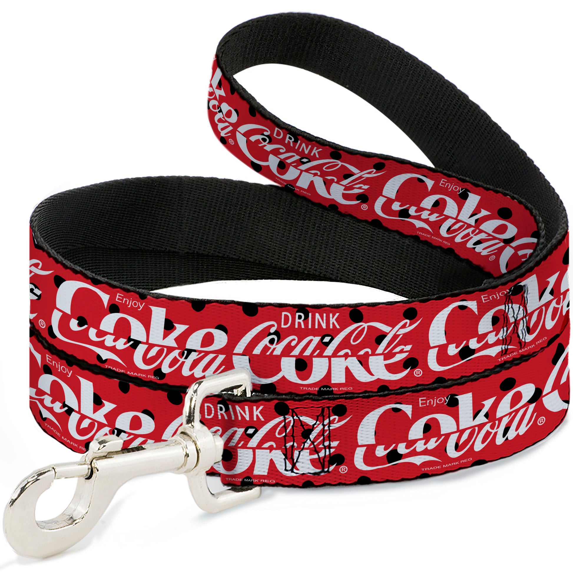 Dog Leash - DRINK COCA-COLA COKE Polka Dot Red/Black/White Dog Leashes Coca-Cola