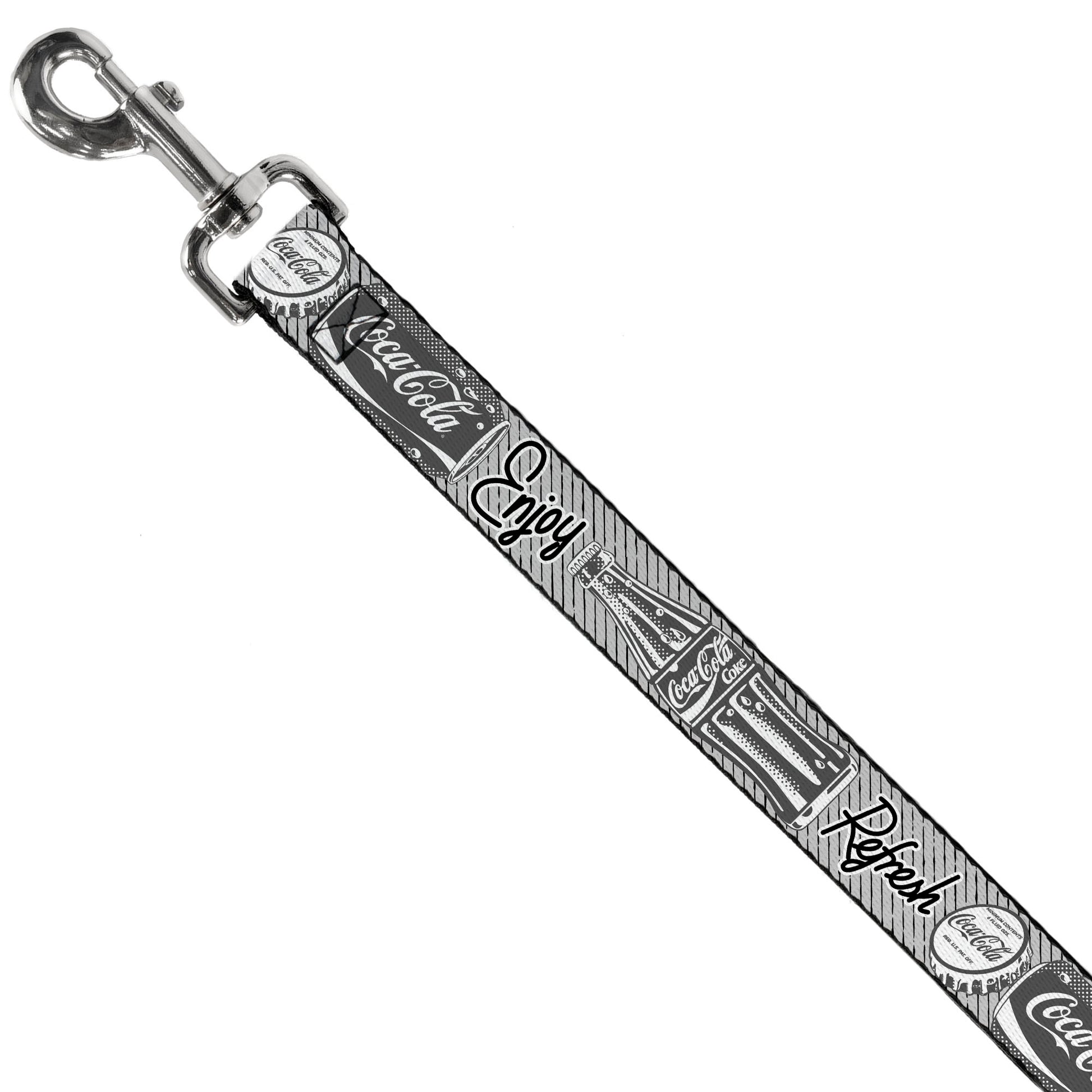Dog Leash - Coca-Cola ENJOY REFRESH Can and Bottle Grays/White/Black Dog Leashes Coca-Cola