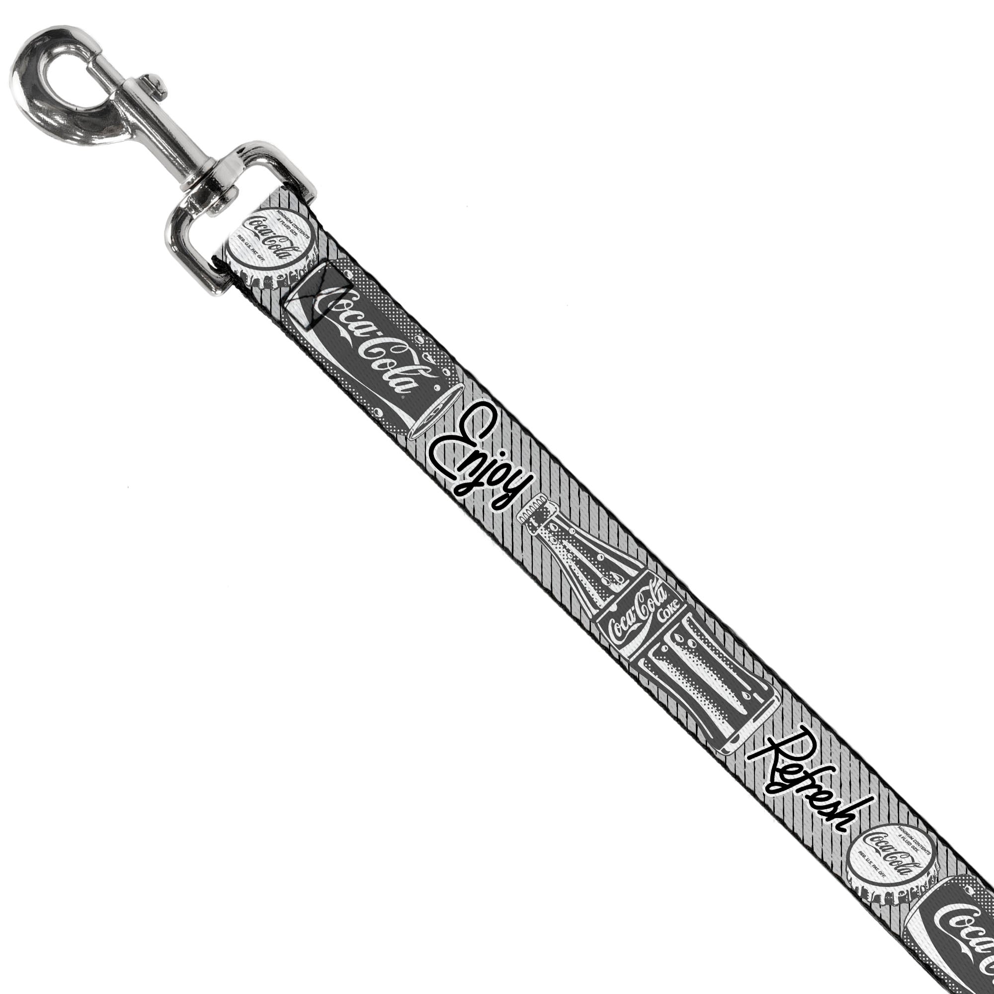 Dog Leash - Coca-Cola ENJOY REFRESH Can and Bottle Grays/White/Black Dog Leashes Coca-Cola