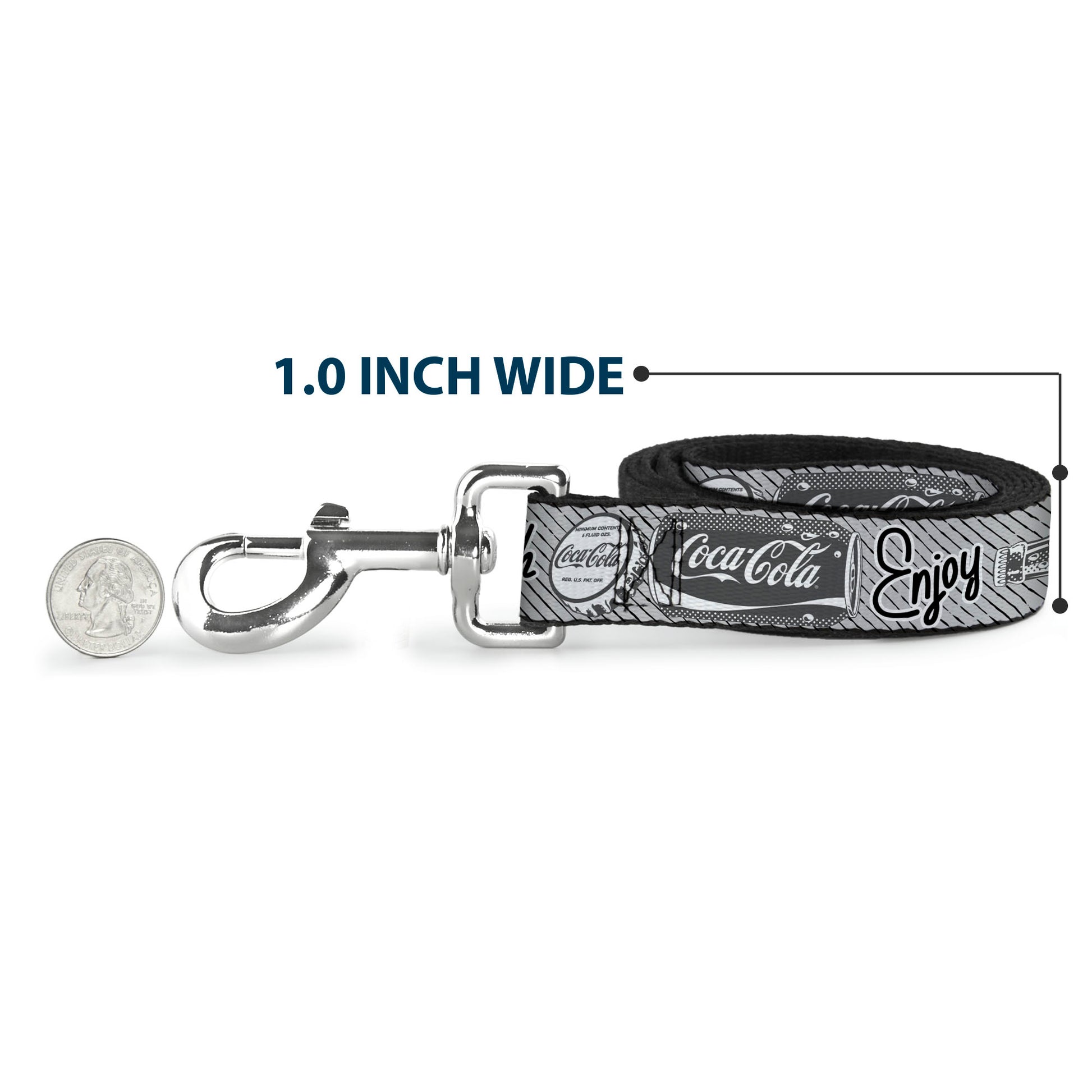 Dog Leash - Coca-Cola ENJOY REFRESH Can and Bottle Grays/White/Black Dog Leashes Coca-Cola