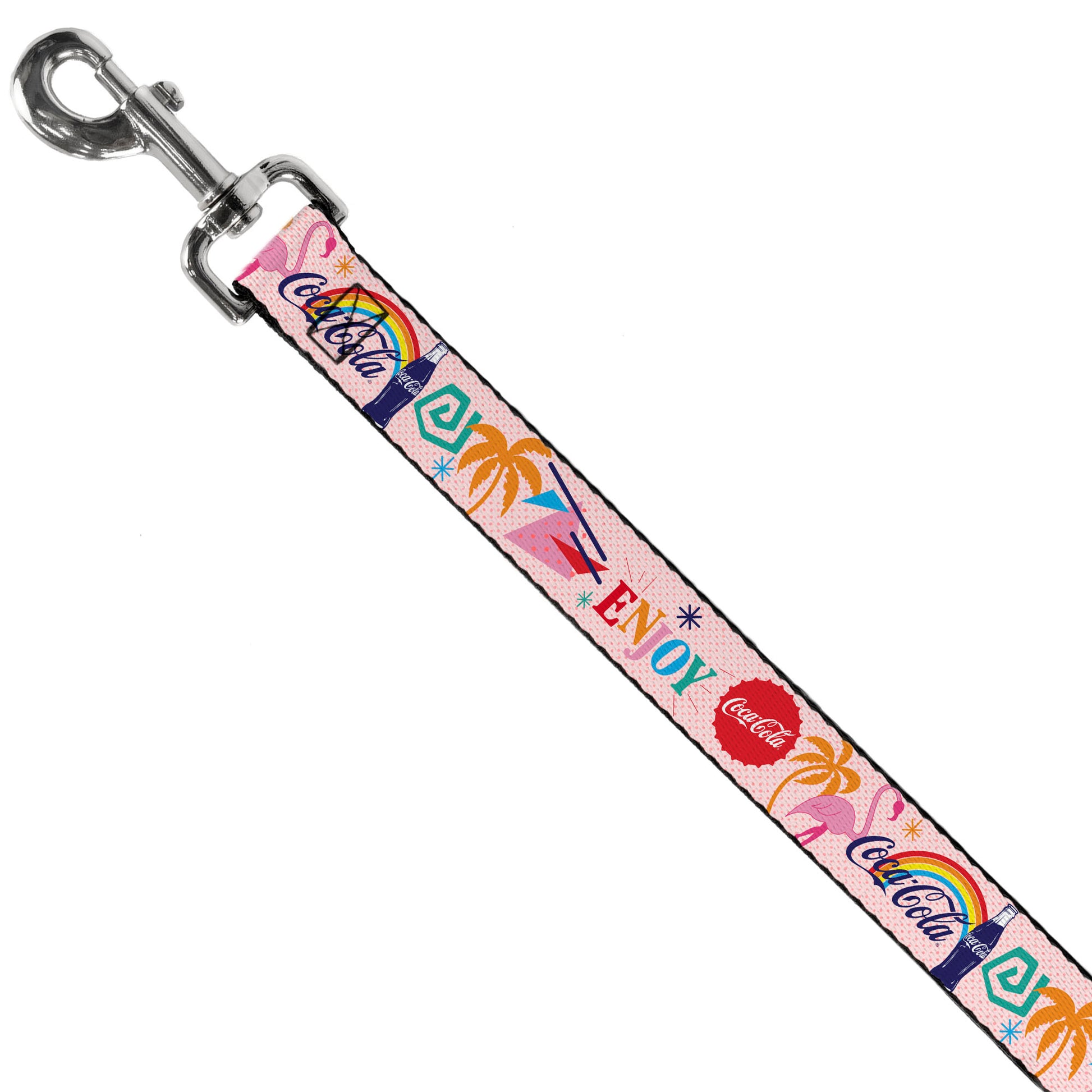 Dog Leash - Coca-Cola ENJOY Vibrant Icons Collage Pinks/Multi Color Dog Leashes Coca-Cola