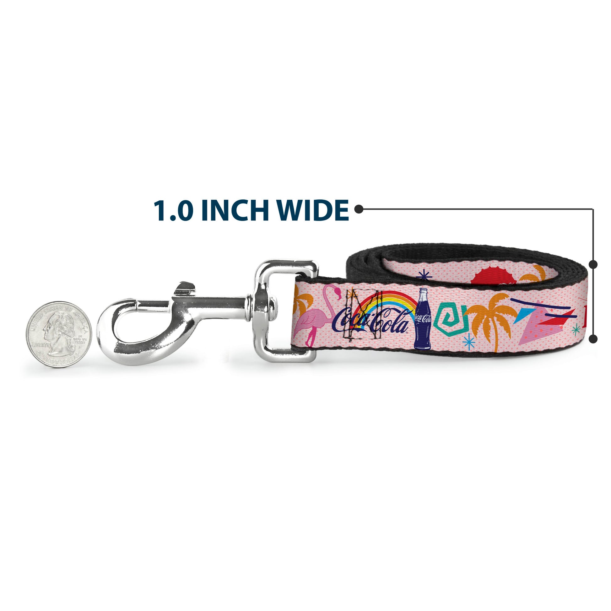 Dog Leash - Coca-Cola ENJOY Vibrant Icons Collage Pinks/Multi Color Dog Leashes Coca-Cola