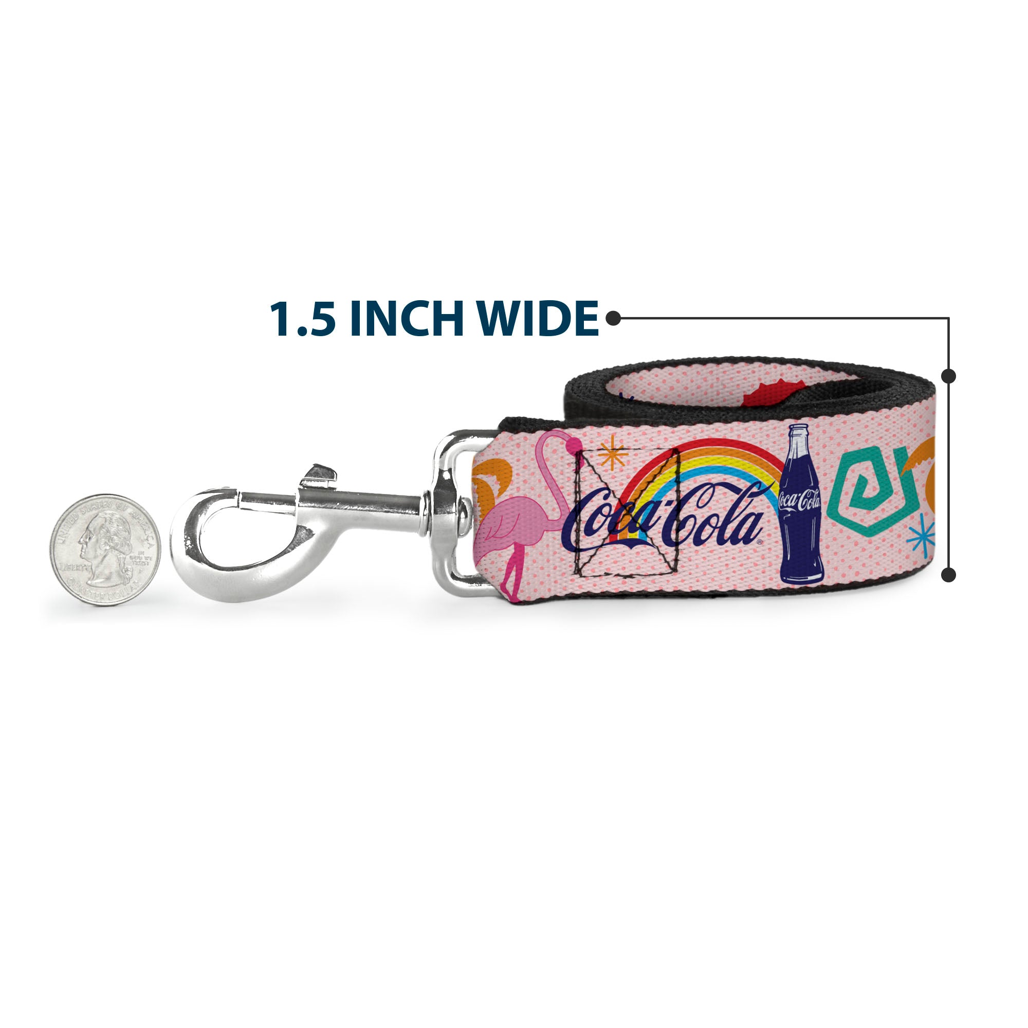 Dog Leash - Coca-Cola ENJOY Vibrant Icons Collage Pinks/Multi Color Dog Leashes Coca-Cola
