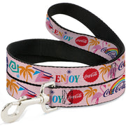 Dog Leash - Coca-Cola ENJOY Vibrant Icons Collage Pinks/Multi Color Dog Leashes Coca-Cola