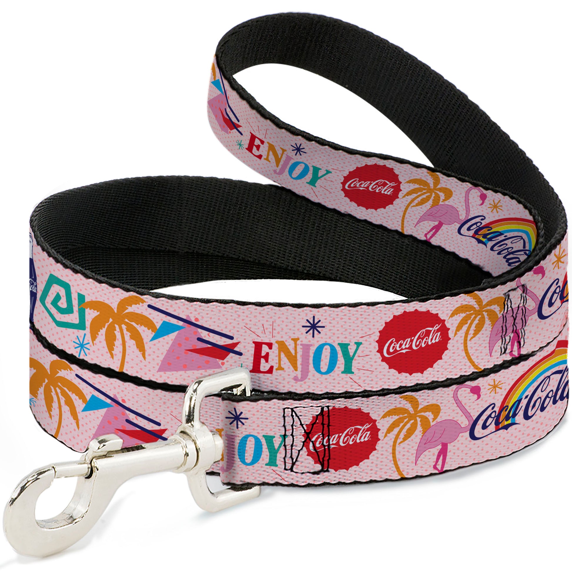 Dog Leash - Coca-Cola ENJOY Vibrant Icons Collage Pinks/Multi Color Dog Leashes Coca-Cola