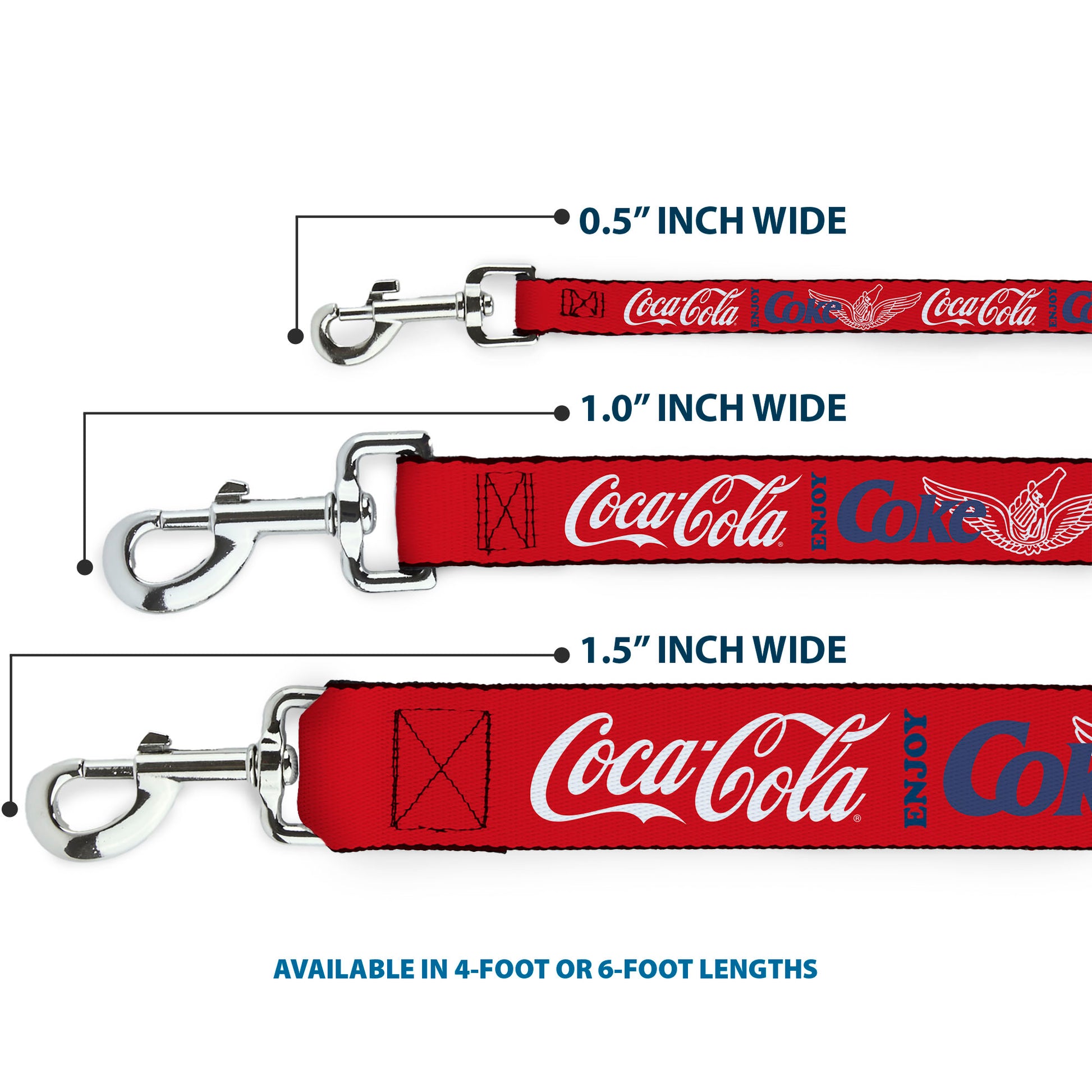 Dog Leash - COCA-COLA ENJOY COKE Bottle in Hand Wings Logo Red/White/Blue Dog Leashes Coca-Cola