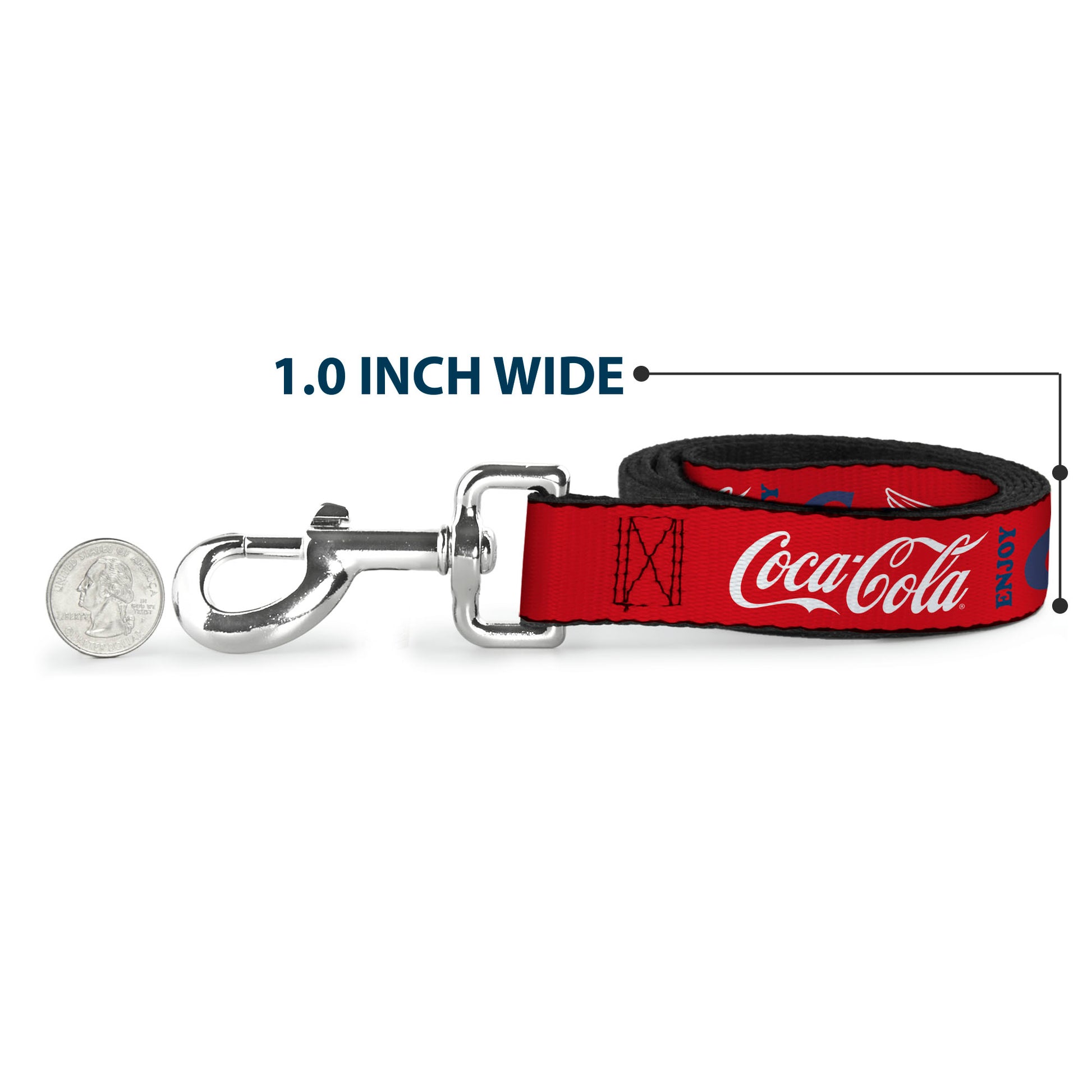 Dog Leash - COCA-COLA ENJOY COKE Bottle in Hand Wings Logo Red/White/Blue Dog Leashes Coca-Cola