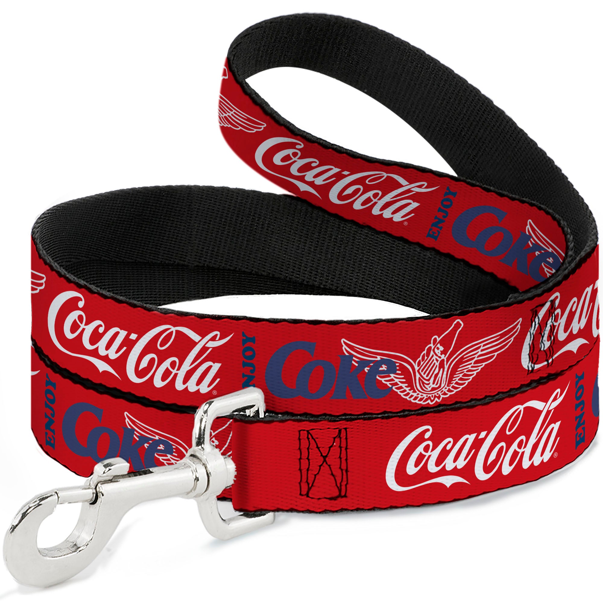 Dog Leash - COCA-COLA ENJOY COKE Bottle in Hand Wings Logo Red/White/Blue Dog Leashes Coca-Cola