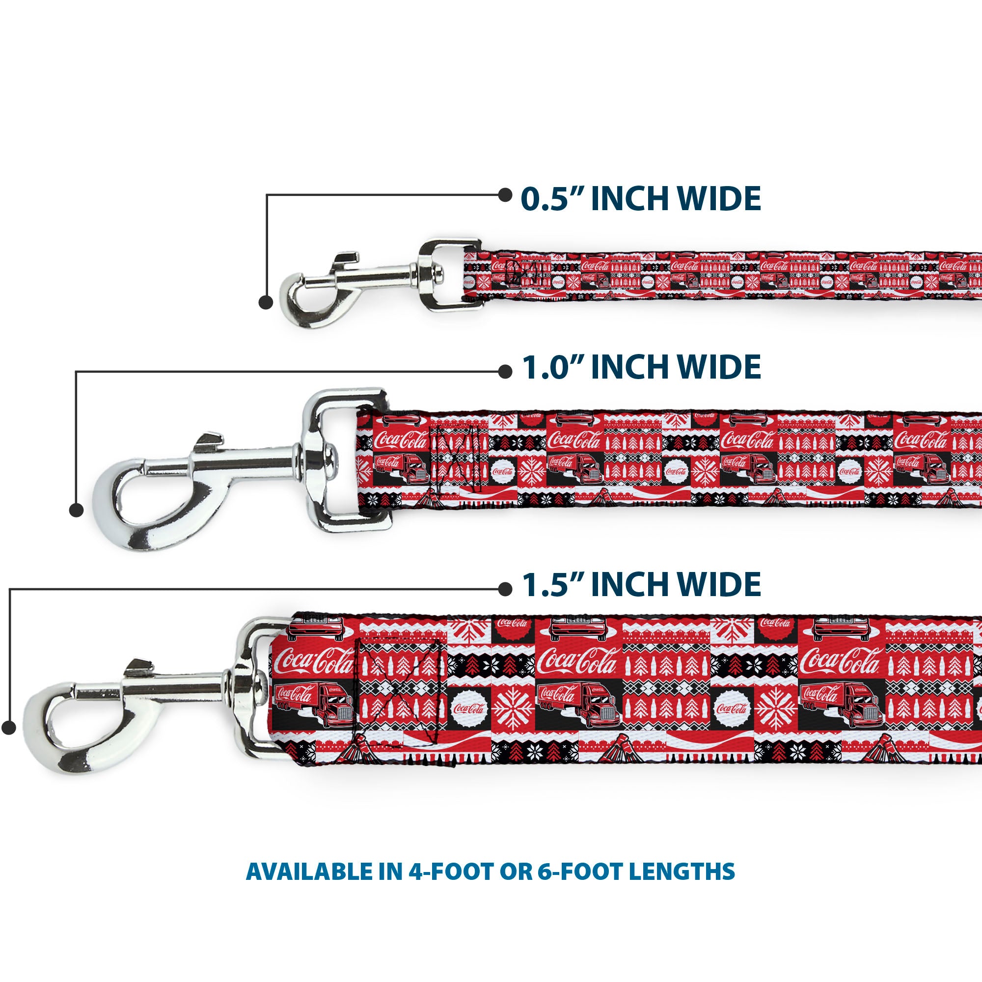 Dog Leash - Coca-Cola Holiday Bottle Caps and Truck Red/White/Black Dog Leashes Coca-Cola