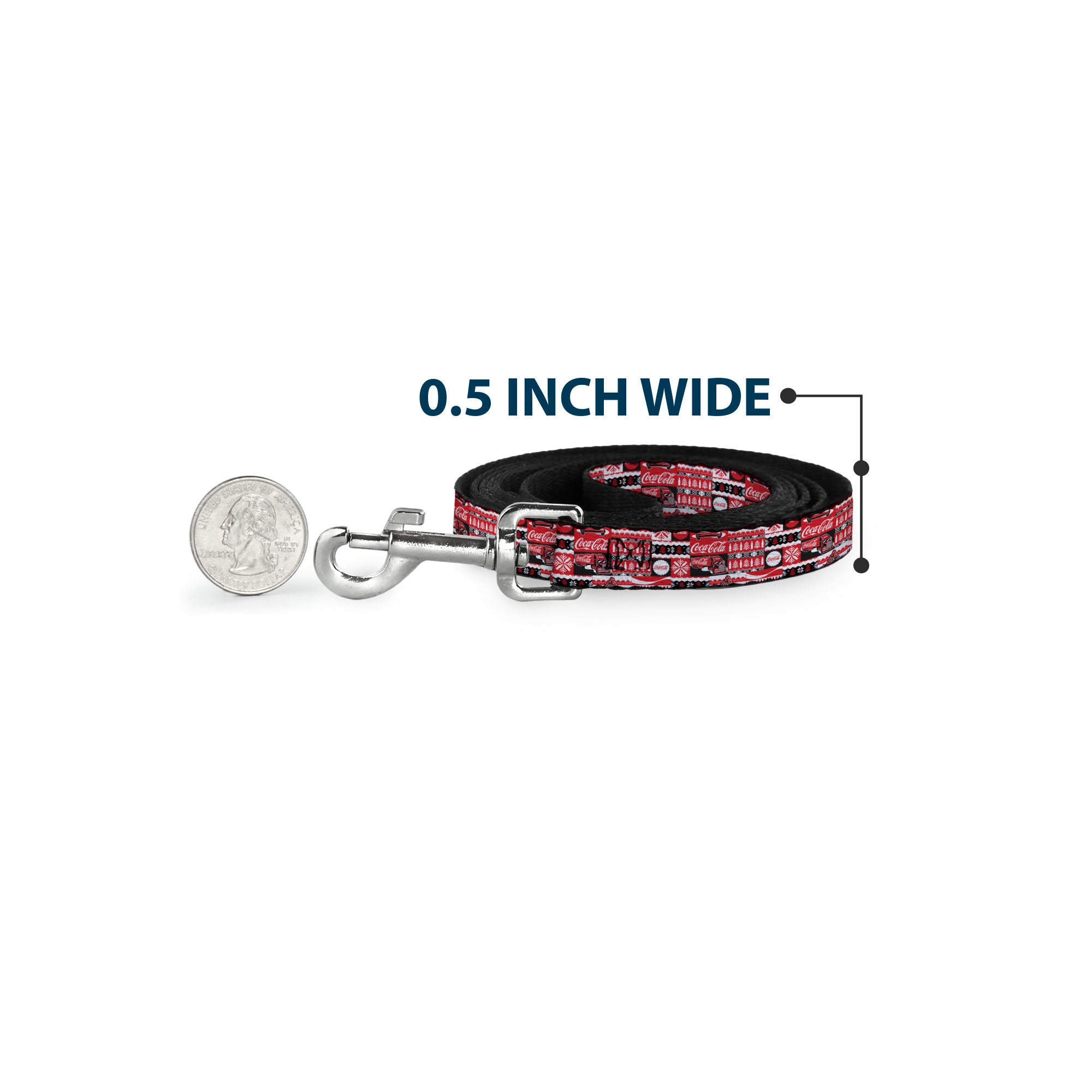 Dog Leash - Coca-Cola Holiday Bottle Caps and Truck Red/White/Black Dog Leashes Coca-Cola