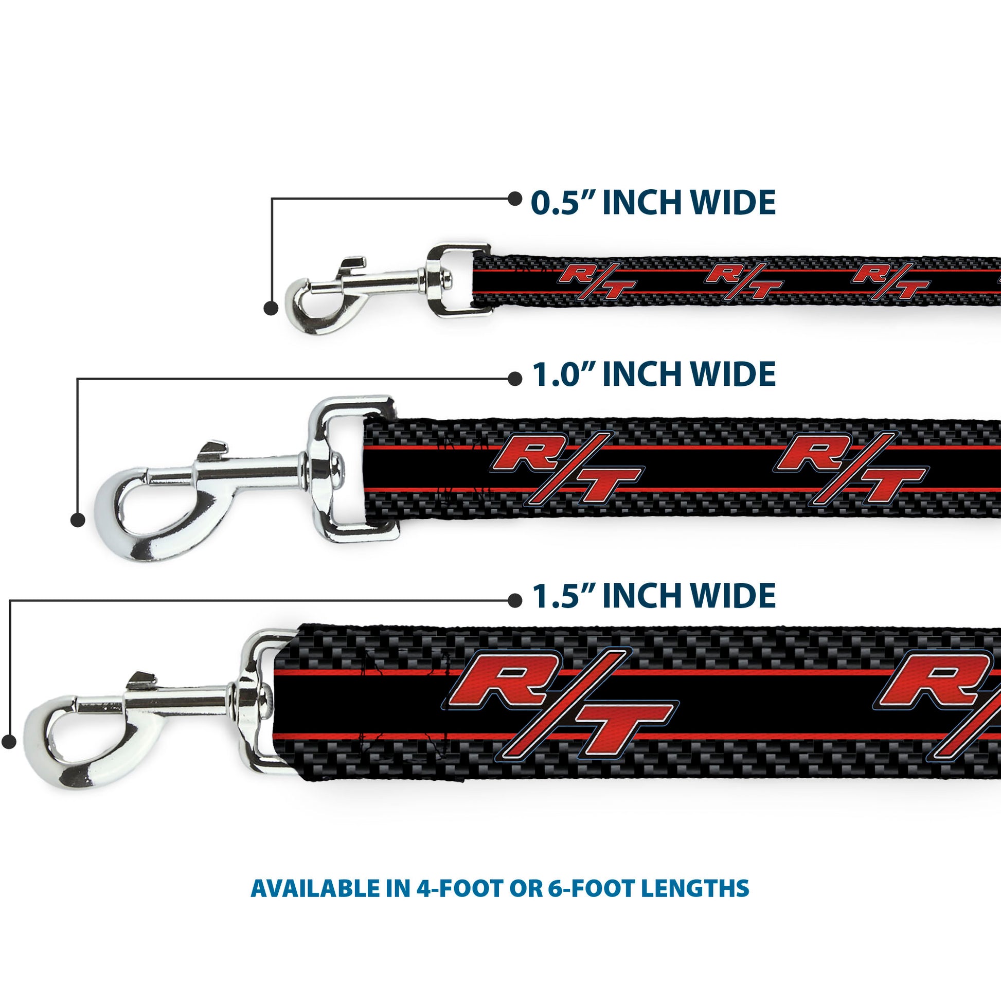Dog Leash - Dodge Challenger R/T Emblem/Carbon Fiber Stripe Grays/Black/Red Dog Leashes Dodge