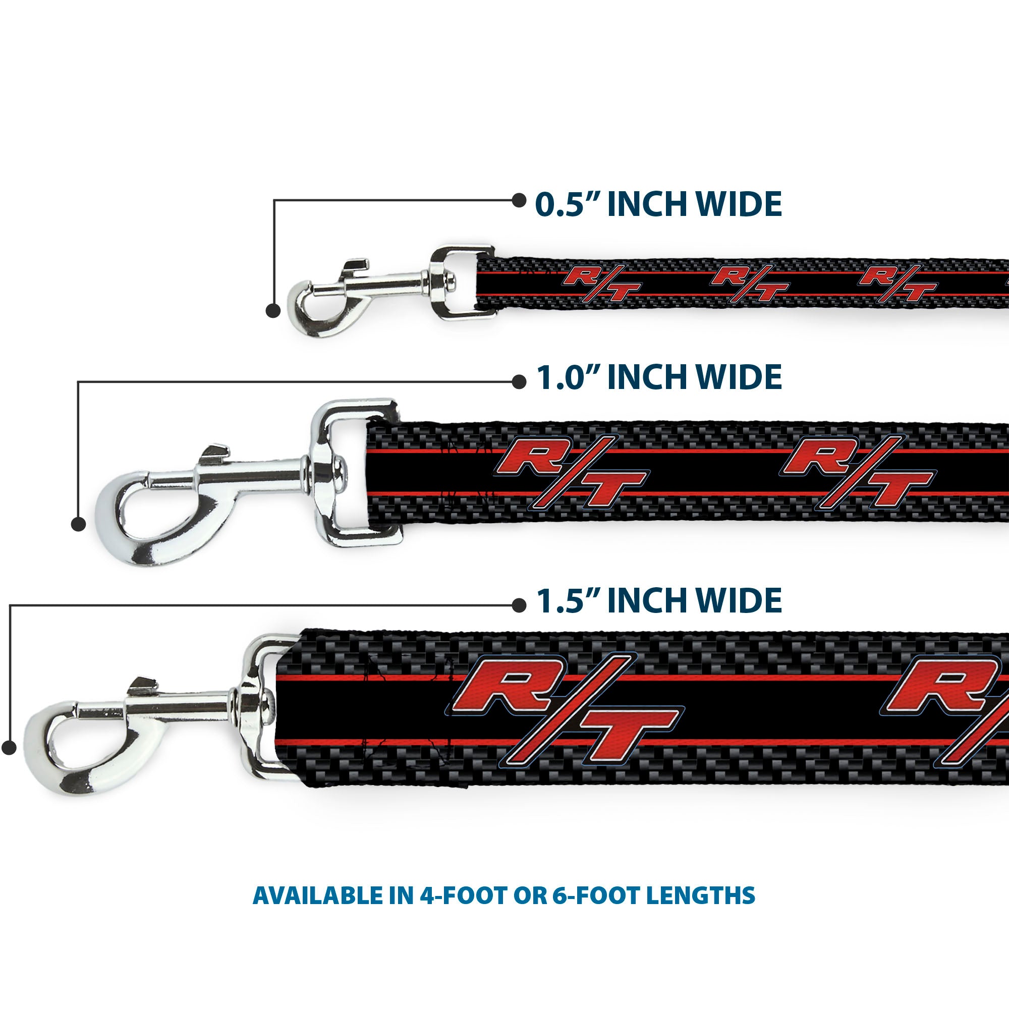 Dog Leash - Dodge Challenger R/T Emblem/Carbon Fiber Stripe Grays/Black/Red Dog Leashes Dodge