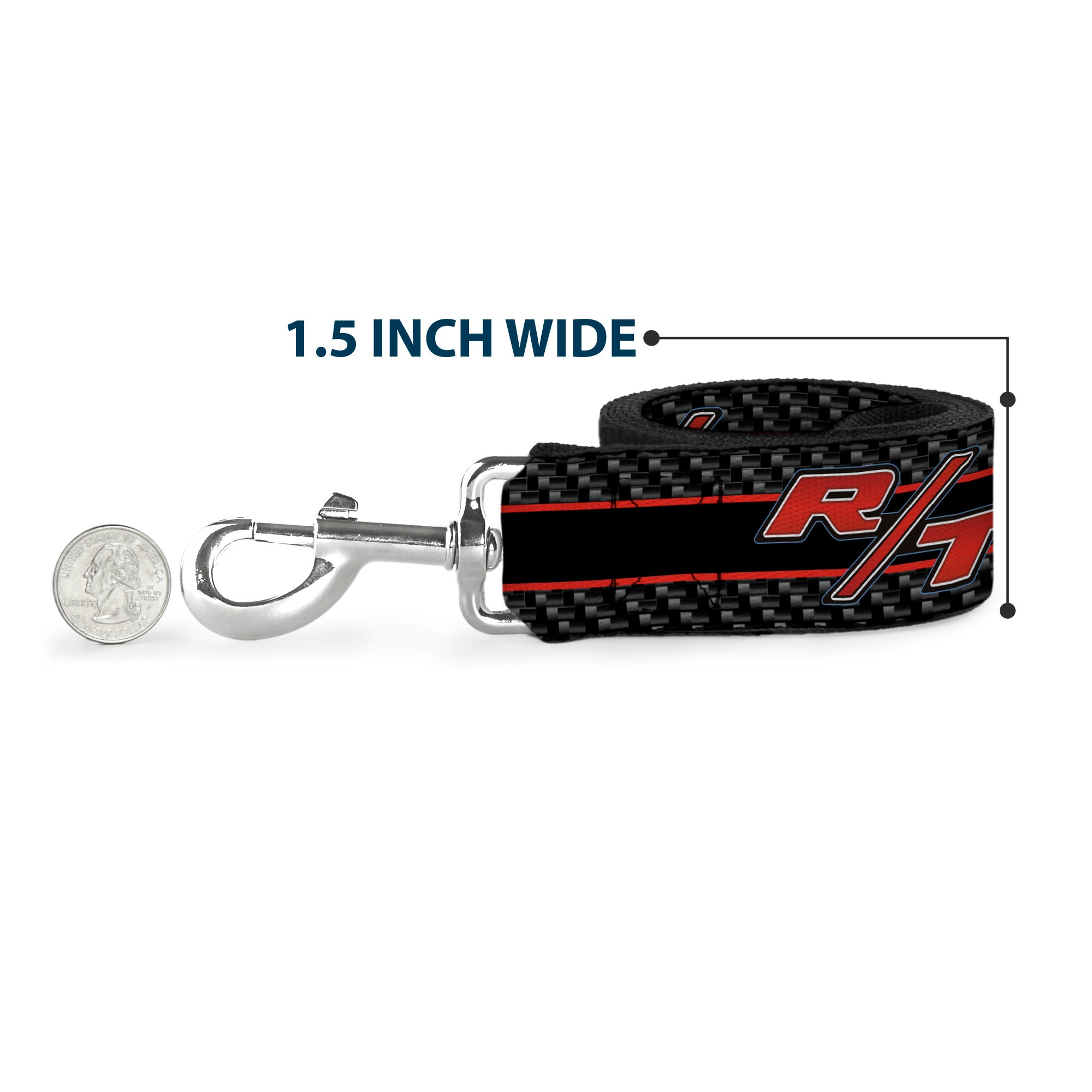 Dog Leash - Dodge Challenger R/T Emblem/Carbon Fiber Stripe Grays/Black/Red Dog Leashes Dodge
