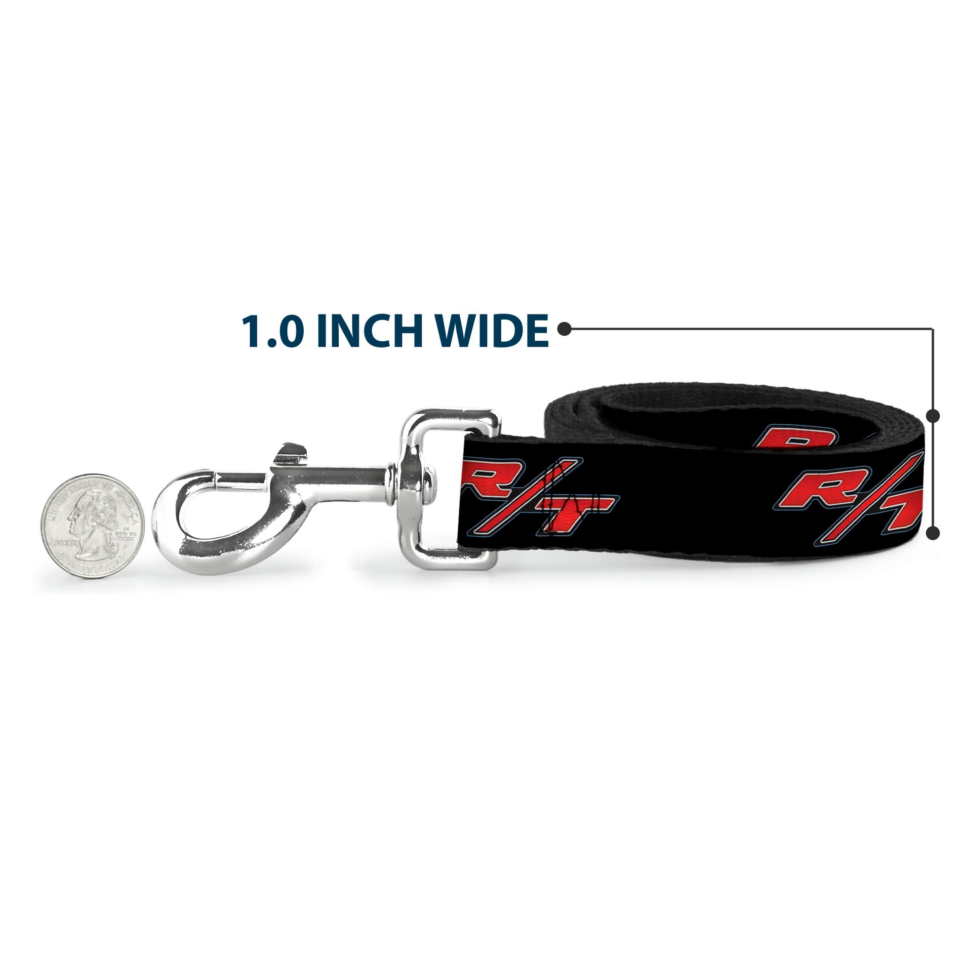 Dog Leash - Dodge Challenger R/T Emblem Repeat Black/Blue/White/Red Dog Leashes Dodge
