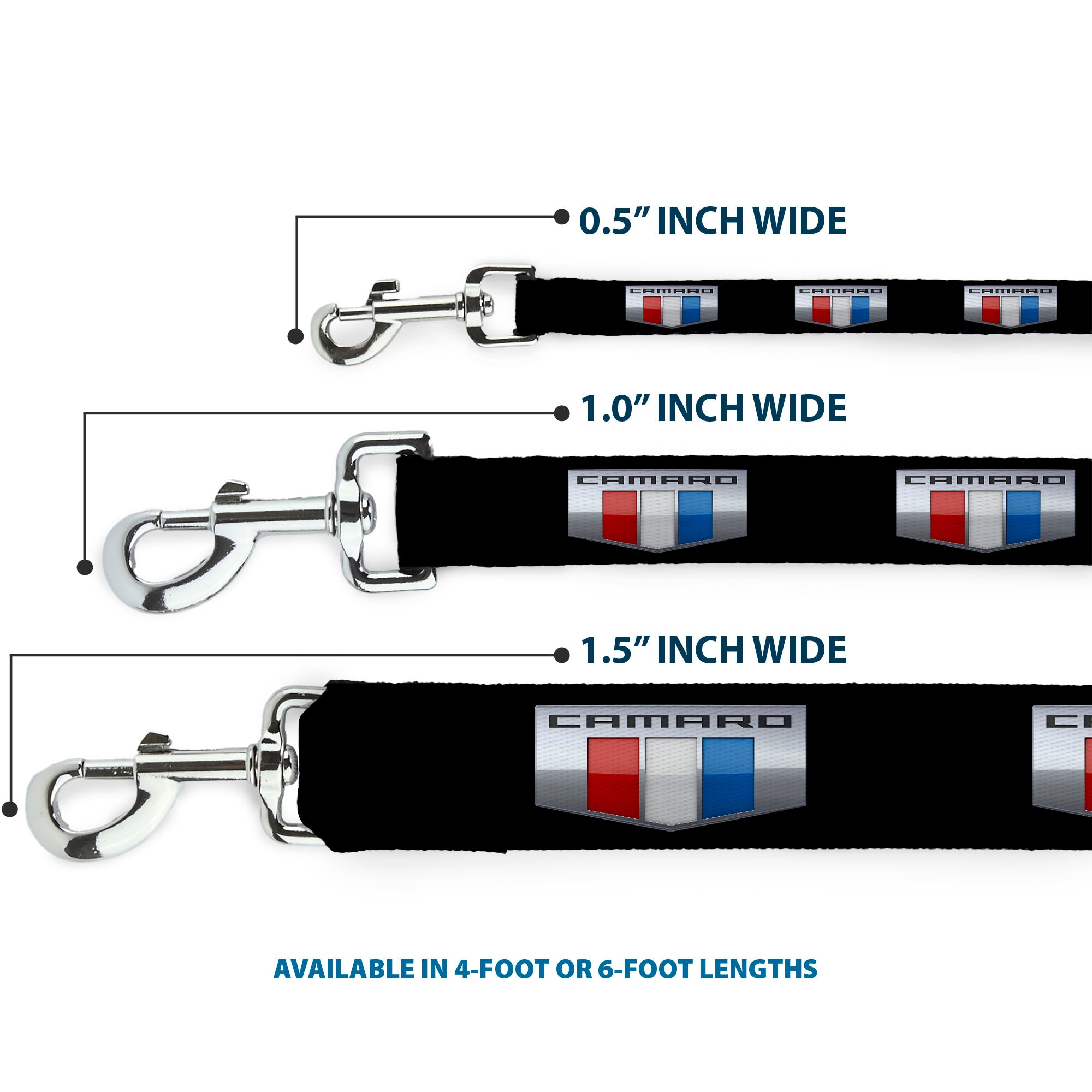 Dog Leash - CAMARO Six Badge Black/Silver/Red/White/Blue Dog Leashes GM General Motors