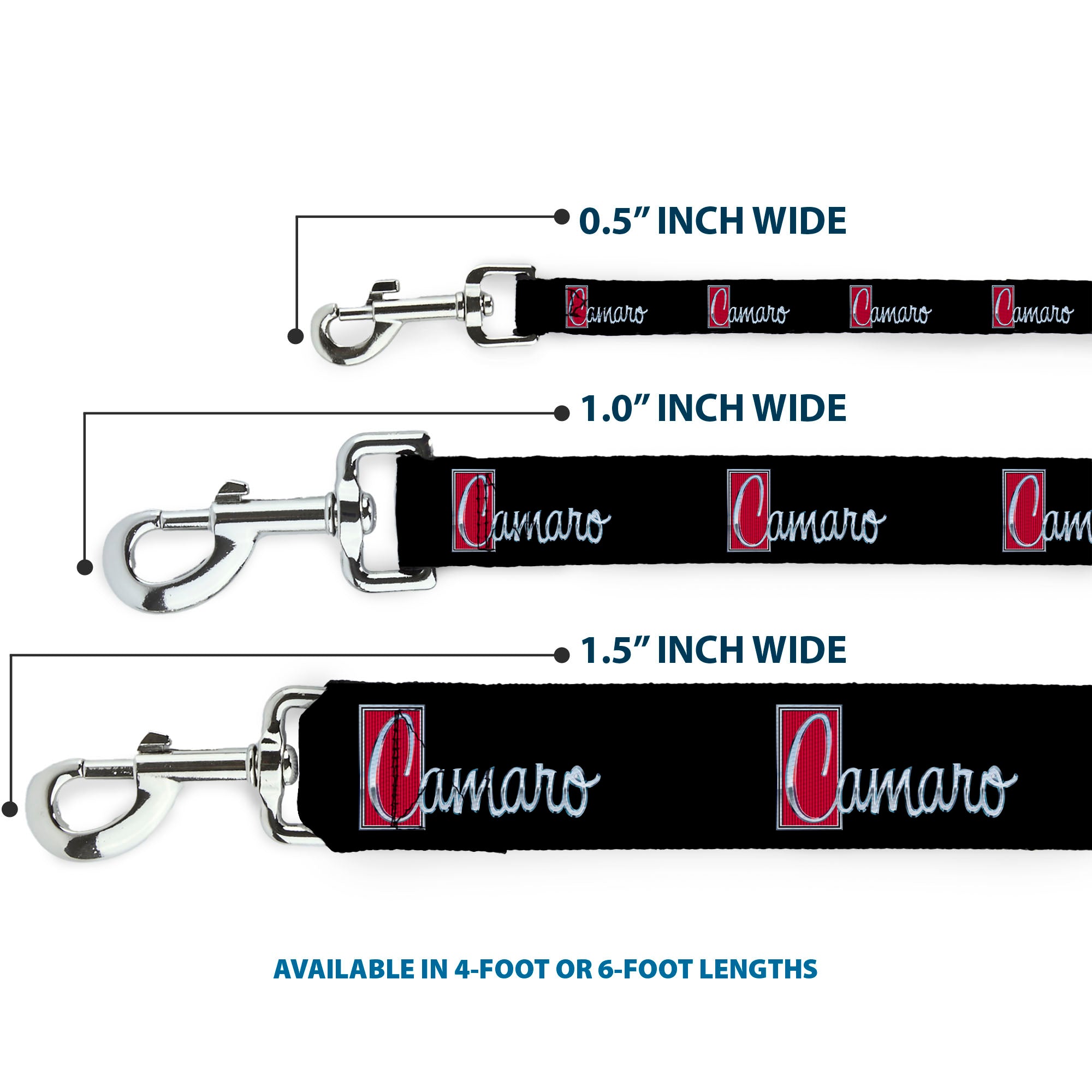Dog Leash - 1972 CAMARO Script Emblem Black/Silver/Reds Dog Leashes GM General Motors