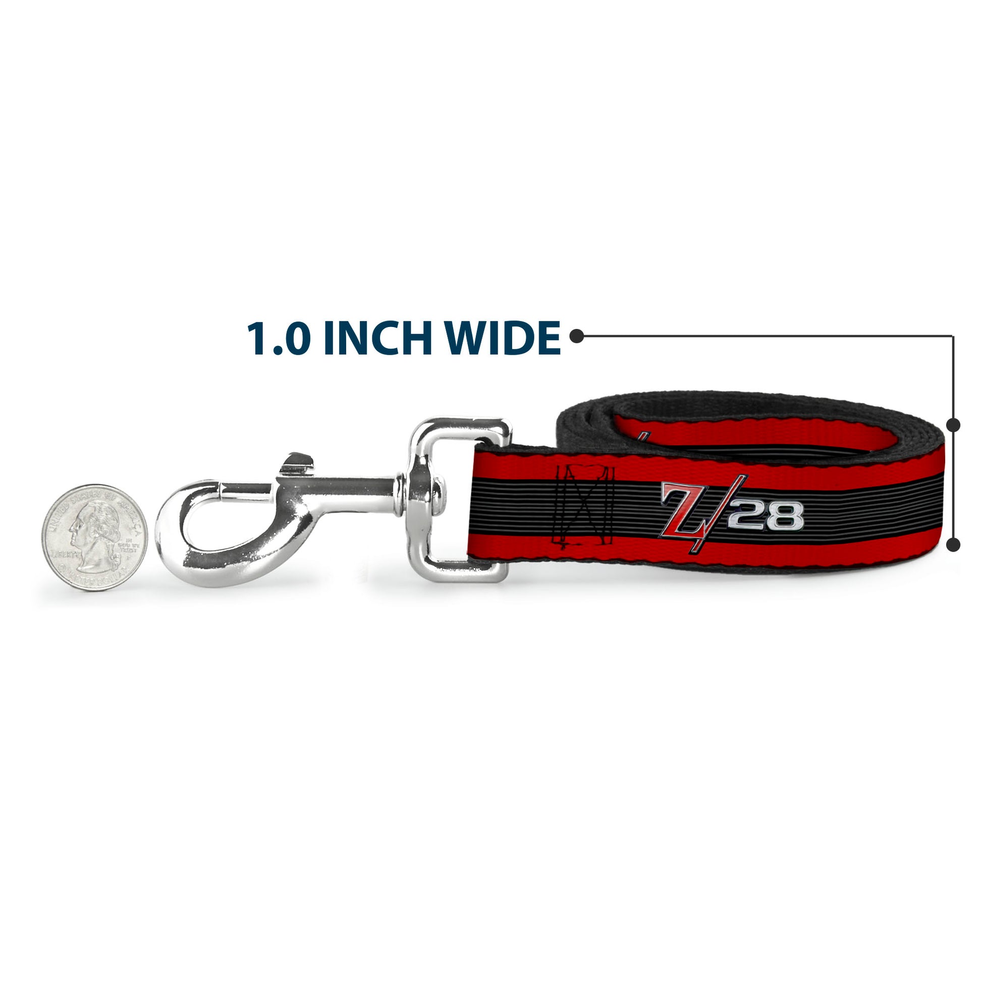 Dog Leash - 1969 Camaro Z/28 Emblem/Stripe Red/Black/Gray/Silver Dog Leashes GM General Motors