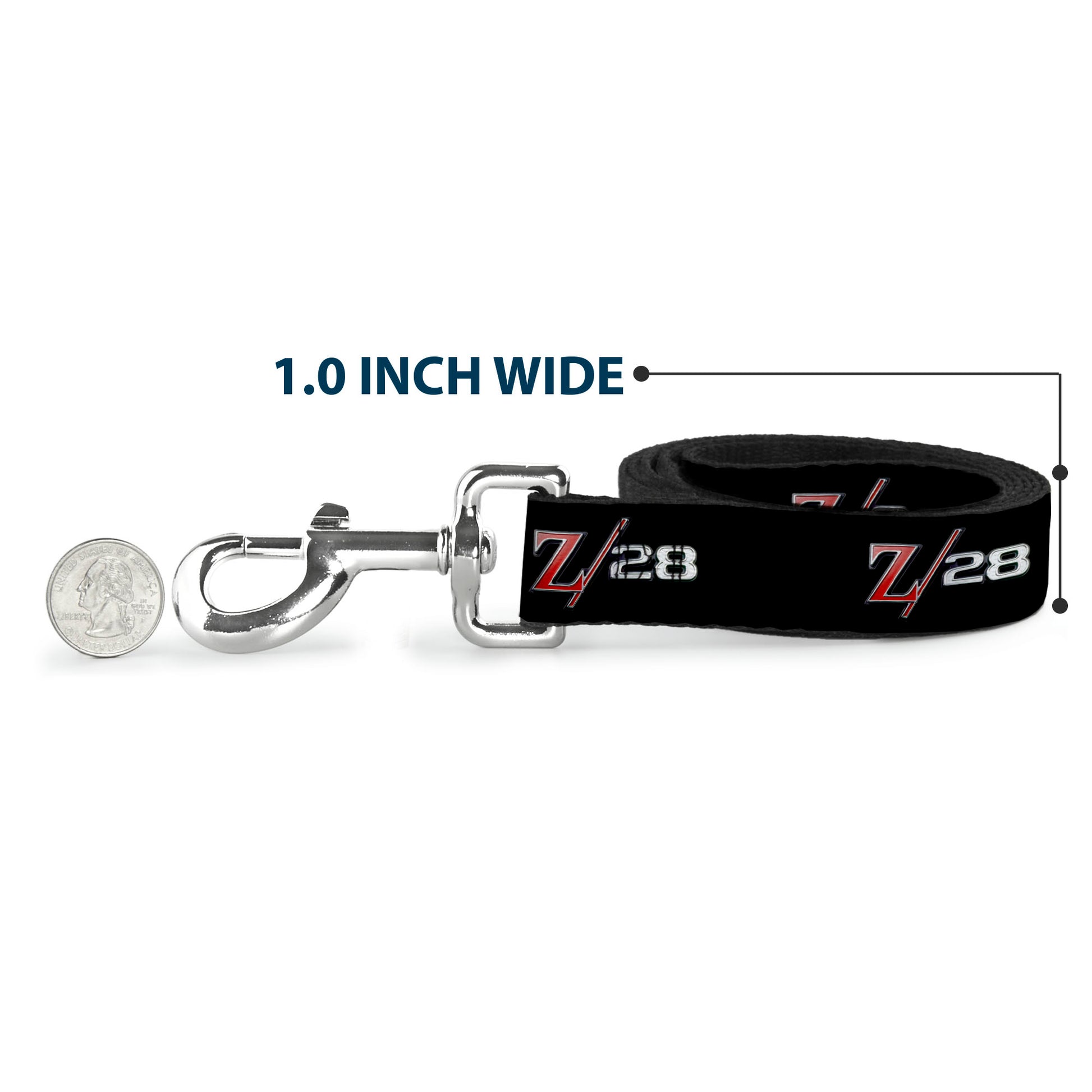 Dog Leash - 1969 Camaro Z/28 Emblem Black/Silvers/Red Dog Leashes GM General Motors