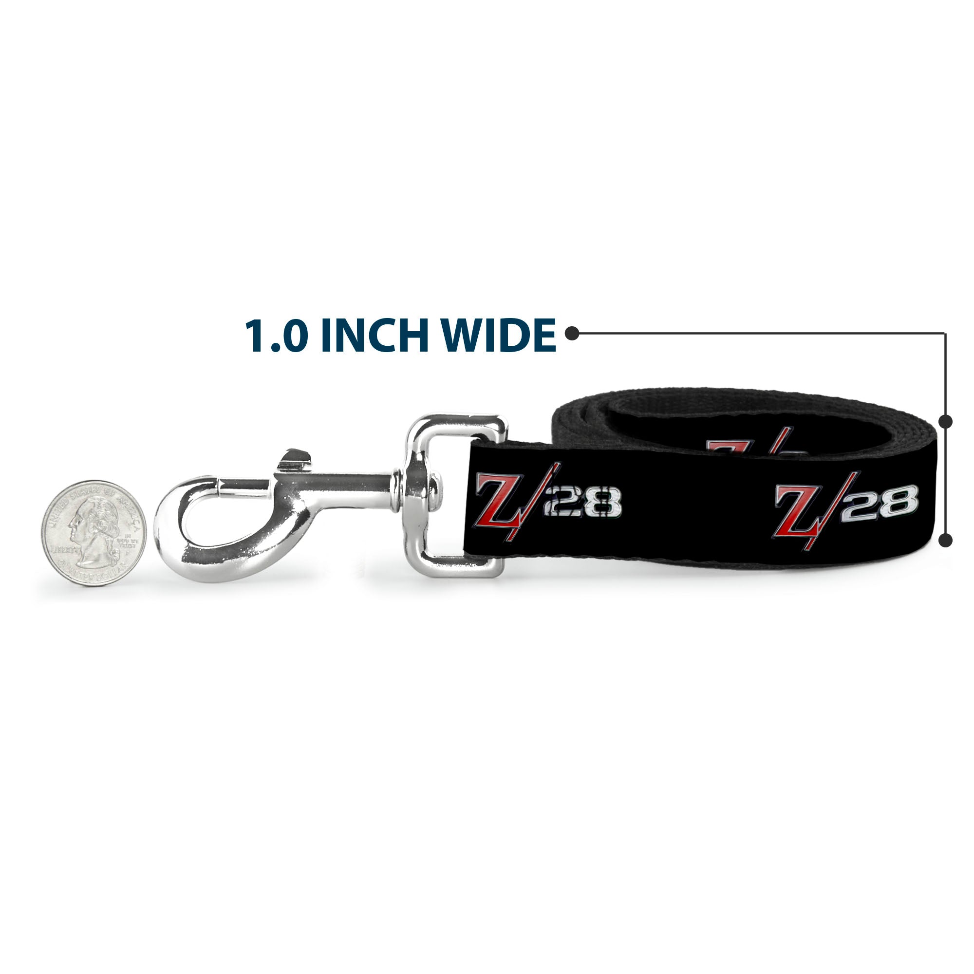 Dog Leash - 1969 Camaro Z/28 Emblem Black/Silvers/Red Dog Leashes GM General Motors