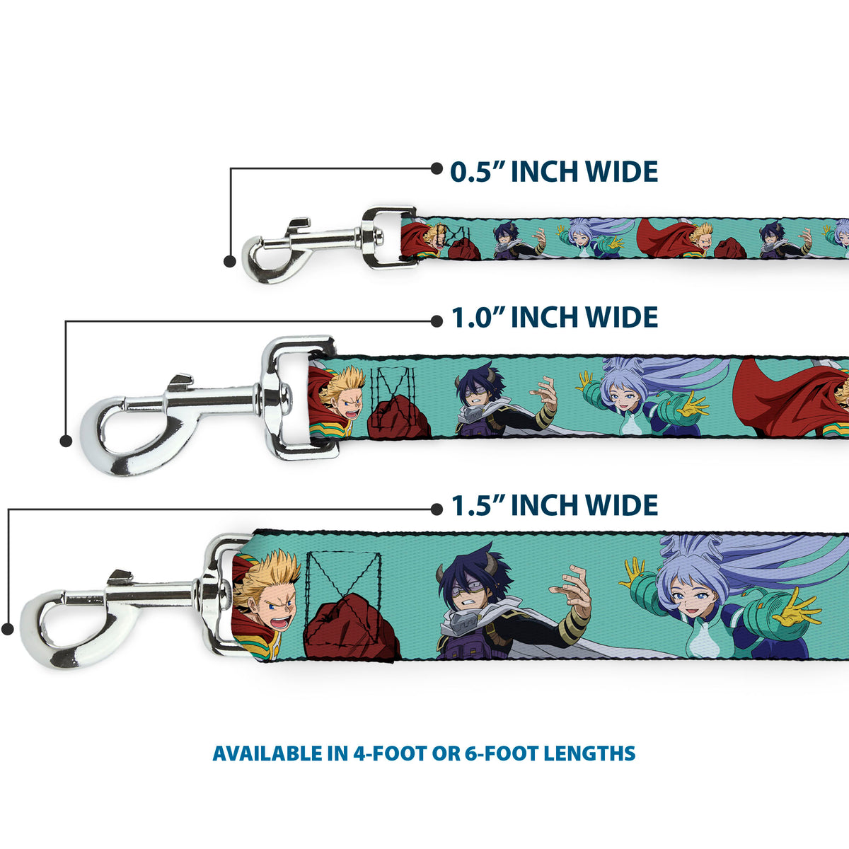Dog Leash - My Hero Academia The Big 3 Action Poses Light Blue Dog Leashes My Hero Academia