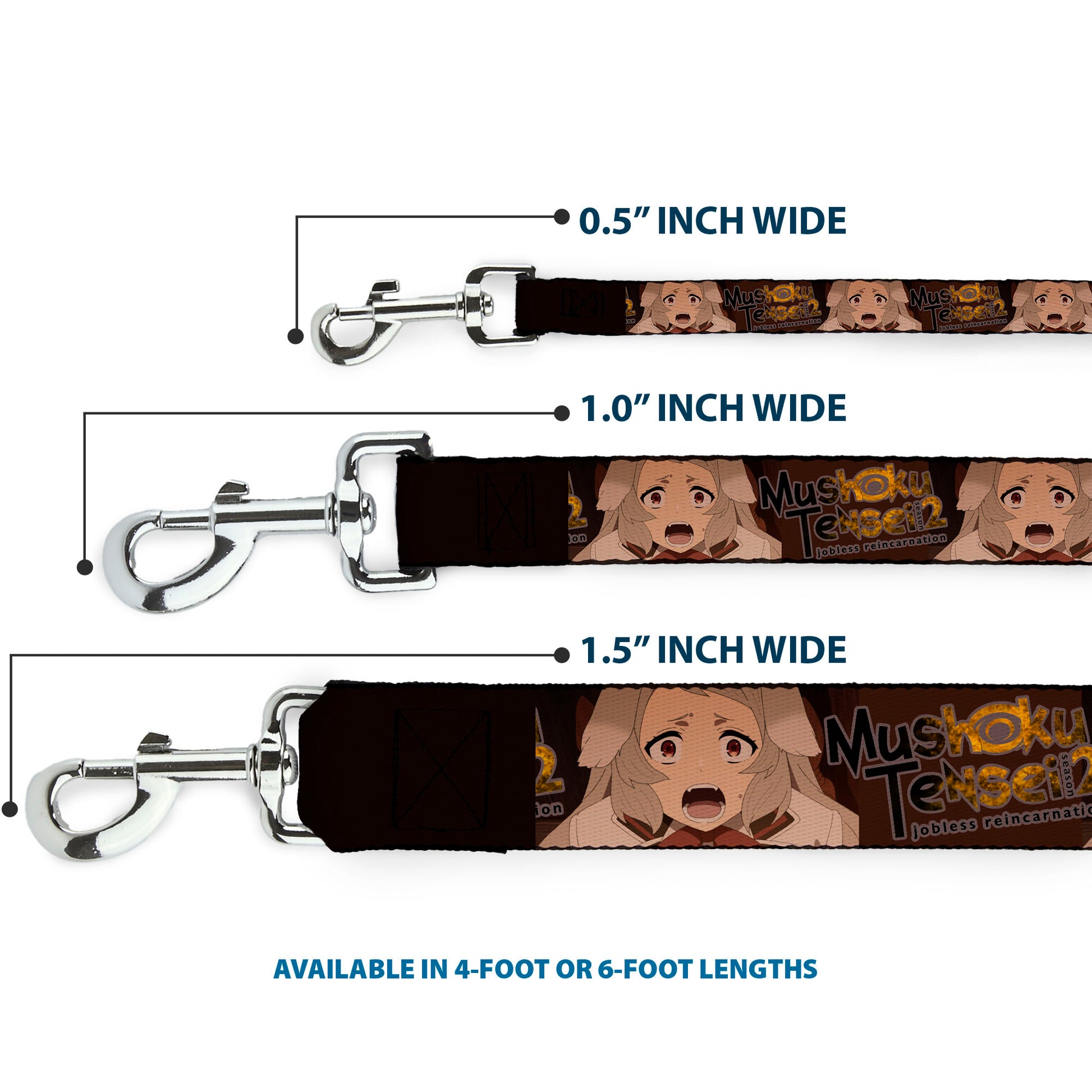Dog Leash - MUSHOKU TENSEI Pursena Adoldia Pose and Title Logo Browns Dog Leashes Mushoku Tensei Jobless Reincarnation