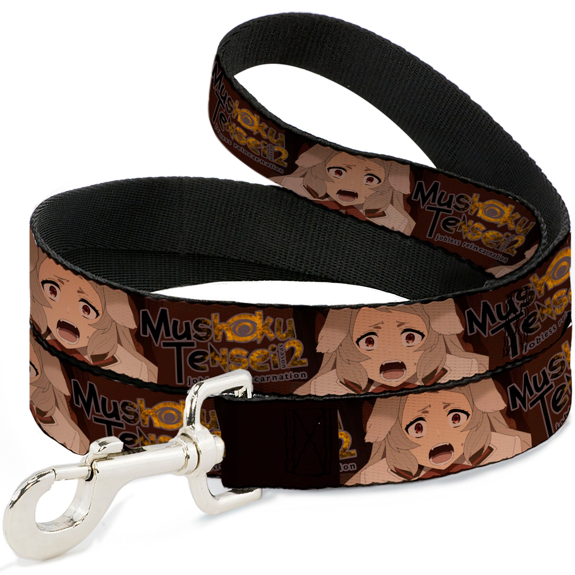 Dog Leash - MUSHOKU TENSEI Pursena Adoldia Pose and Title Logo Browns Dog Leashes Mushoku Tensei Jobless Reincarnation