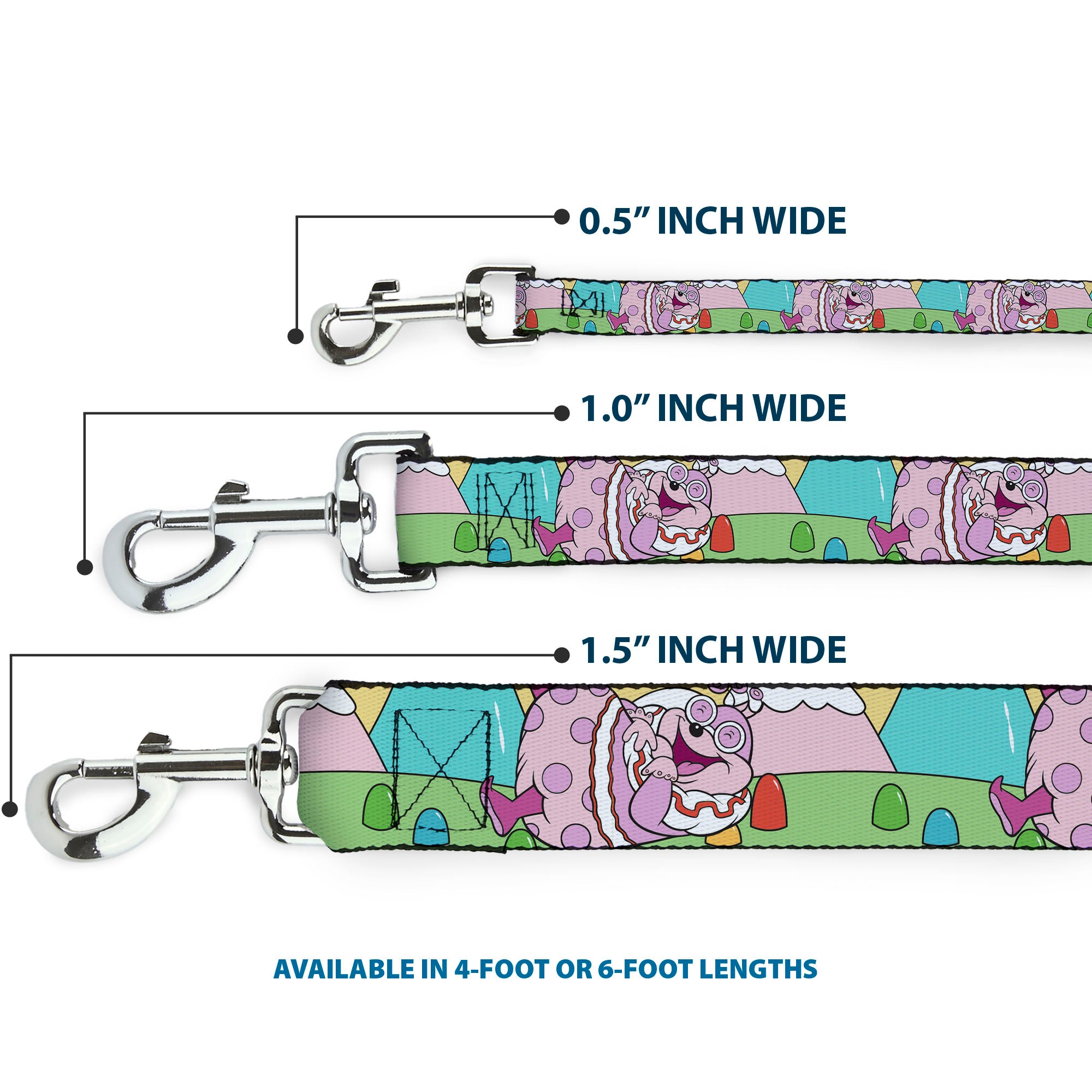 Dog Leash - Candy Land Jolly Laughing Pose and Gum Drops Multi Color Dog Leashes Candy Land