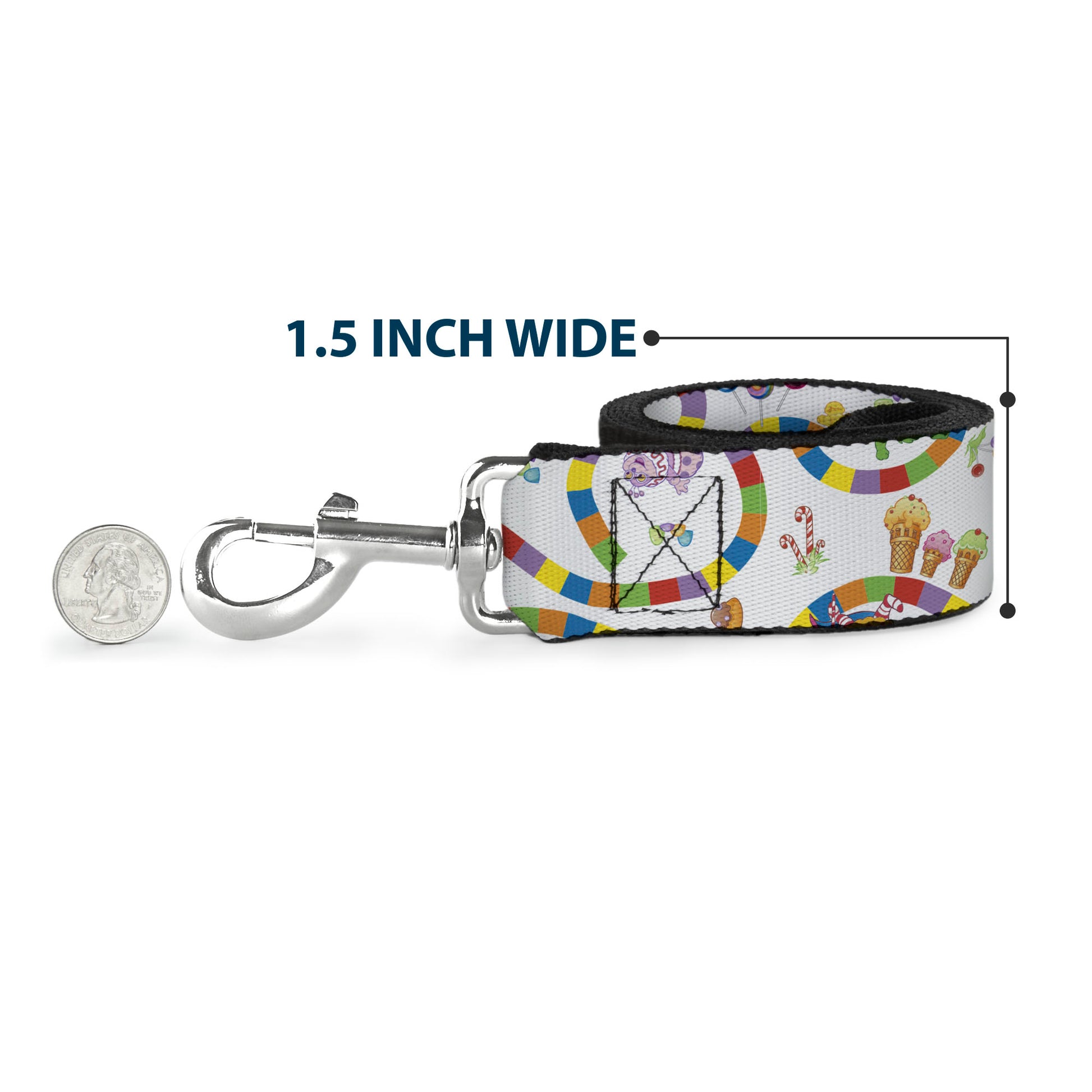 Dog Leash - Candy Land Game Board Path Characters and Icons White/Multi Color Dog Leashes Candy Land
