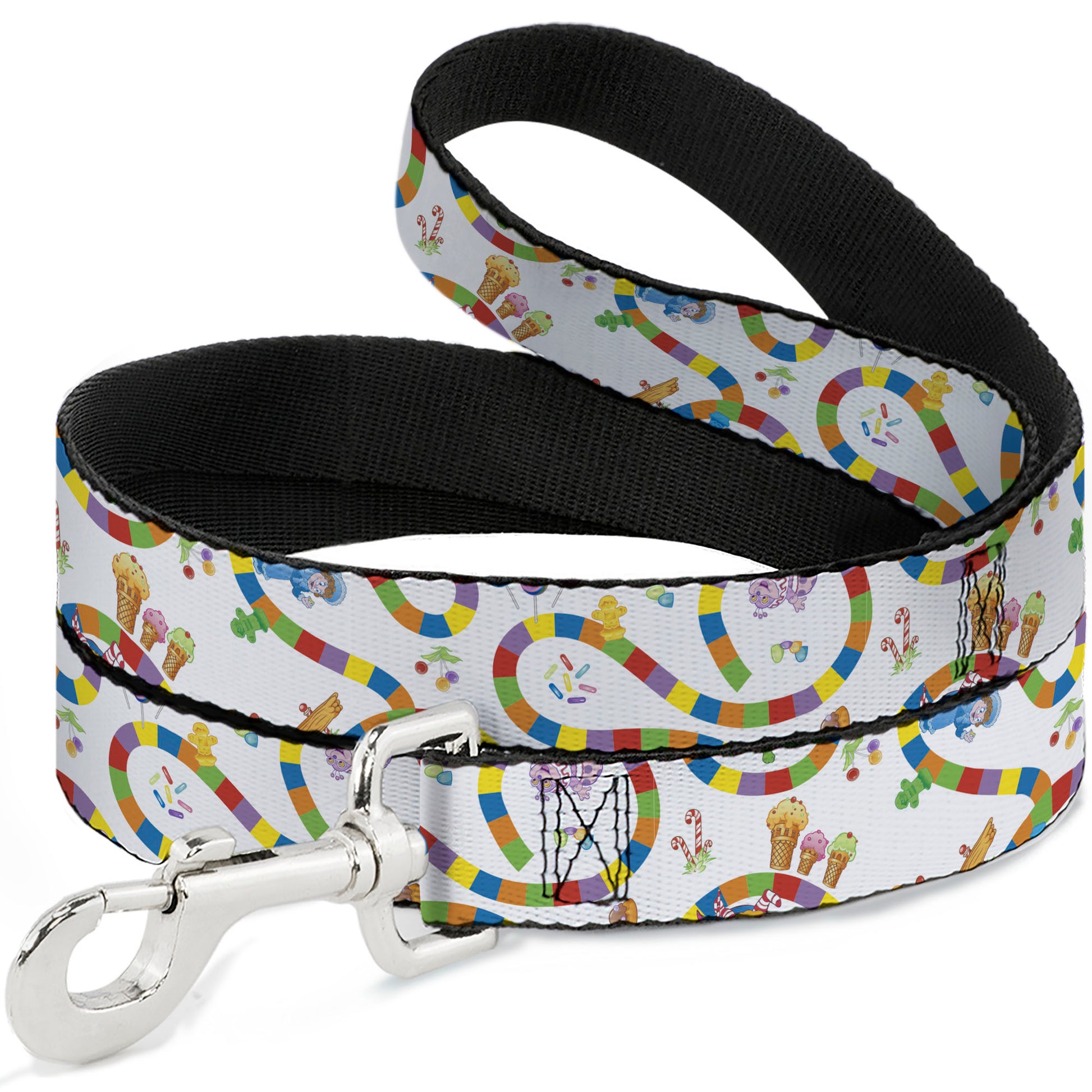Dog Leash - Candy Land Game Board Path Characters and Icons White/Multi Color Dog Leashes Candy Land