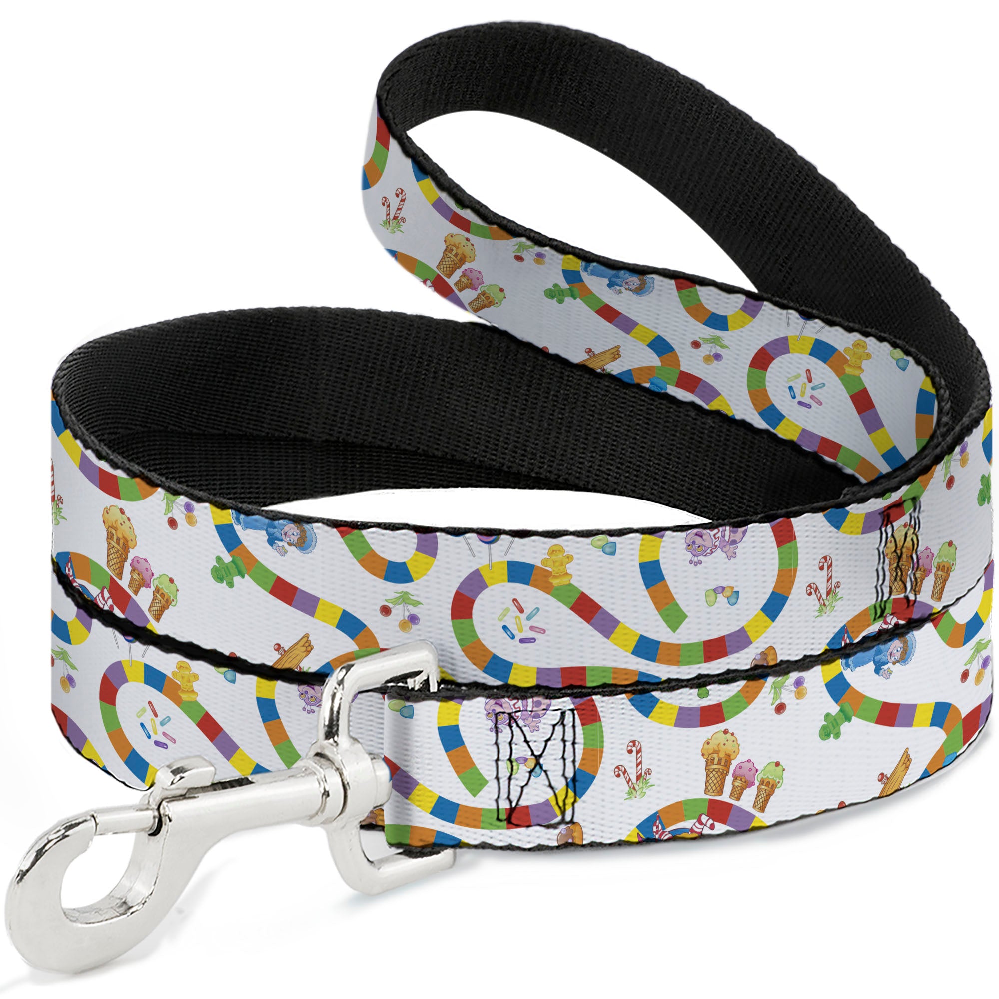 Dog Leash - Candy Land Game Board Path Characters and Icons White/Multi Color Dog Leashes Candy Land