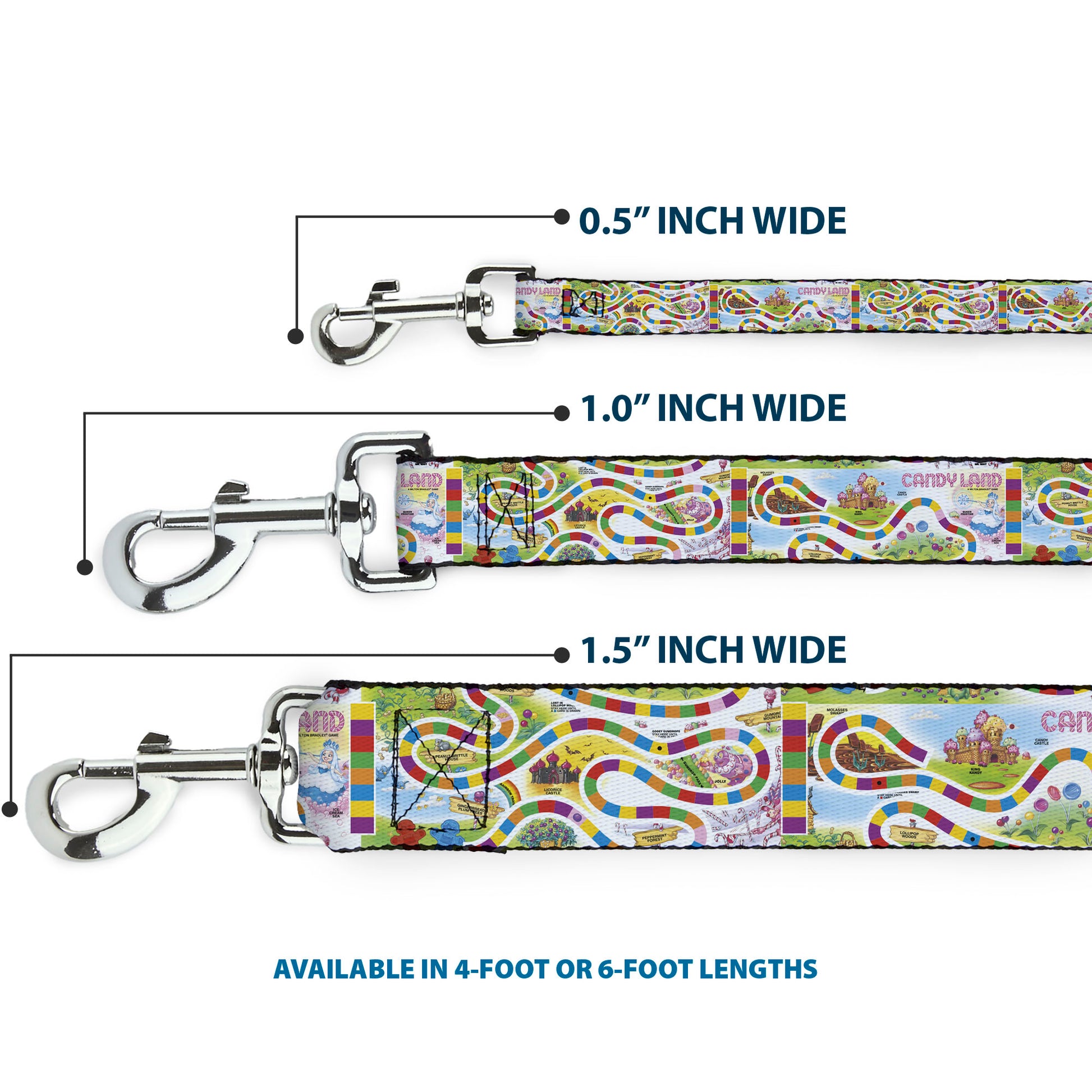 Dog Leash - Candy Land Game Board Game Scenes White/Multi Color Dog Leashes Candy Land