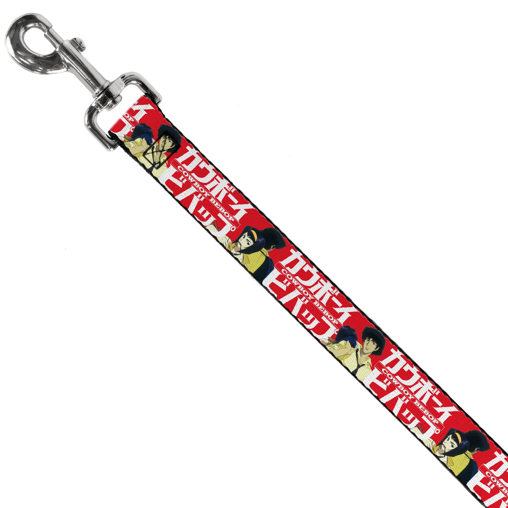 Dog Leash - COWBOY BEBOP Spike and Faye Back to Back Pose and Title Logo Red/White Dog Leashes Cowboy Bebop