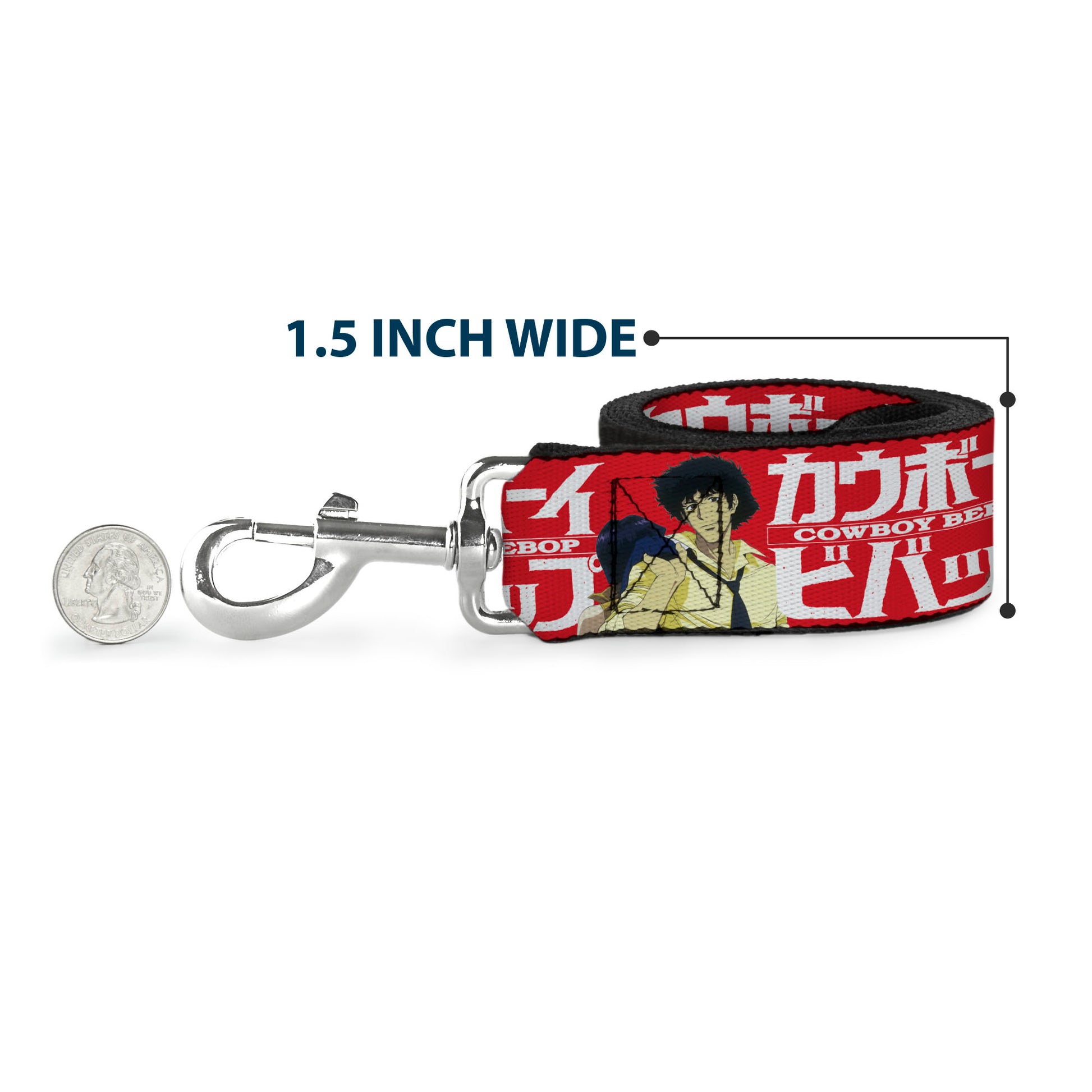 Dog Leash - COWBOY BEBOP Spike and Faye Back to Back Pose and Title Logo Red/White Dog Leashes Cowboy Bebop