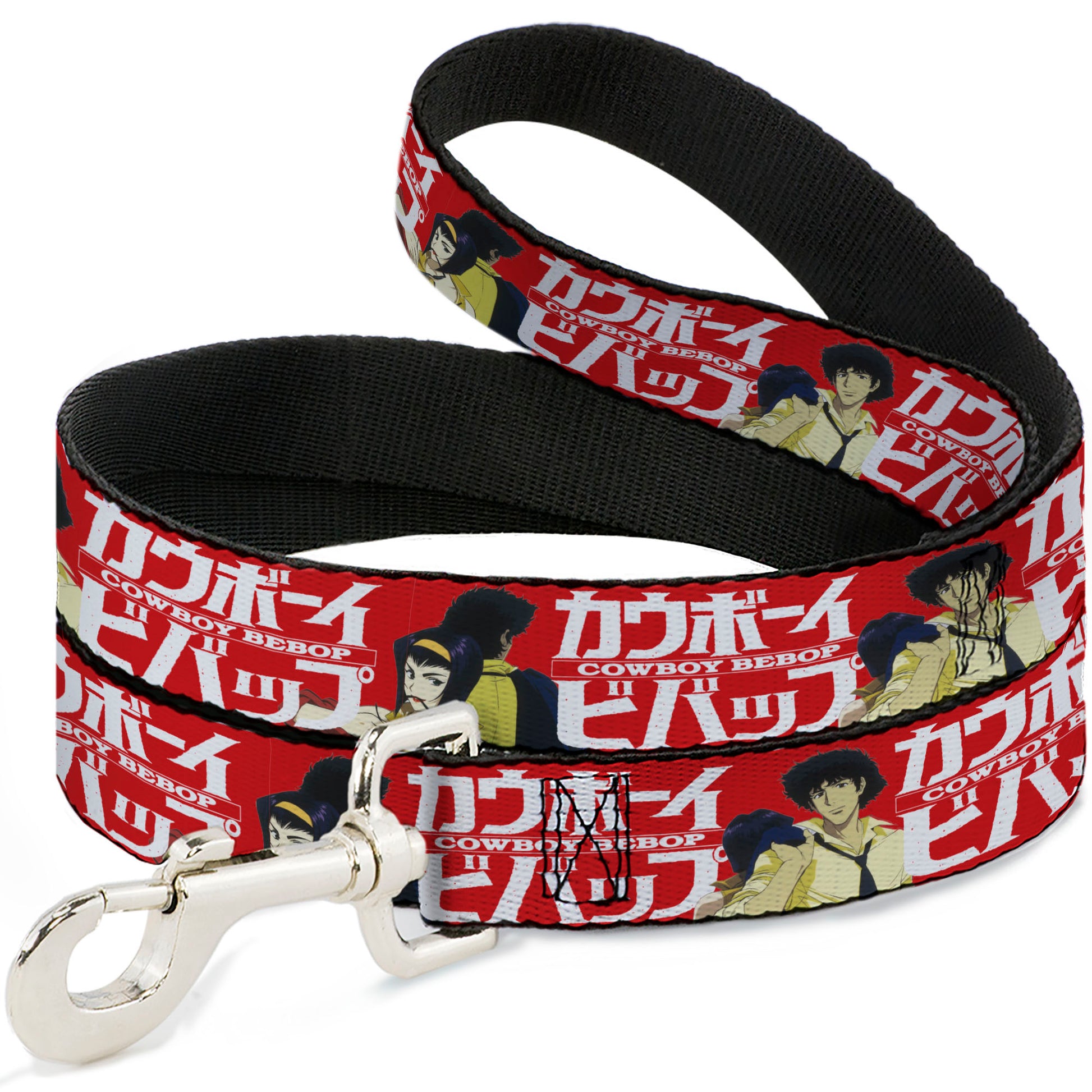 Dog Leash - COWBOY BEBOP Spike and Faye Back to Back Pose and Title Logo Red/White Dog Leashes Cowboy Bebop