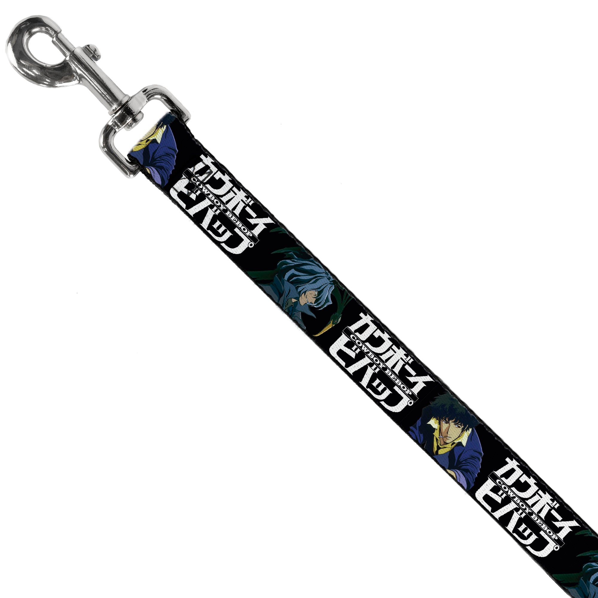 Dog Leash - COWBOY BEBOP Spike and Vicious Pose and Title Logo Black/Blues Dog Leashes Cowboy Bebop