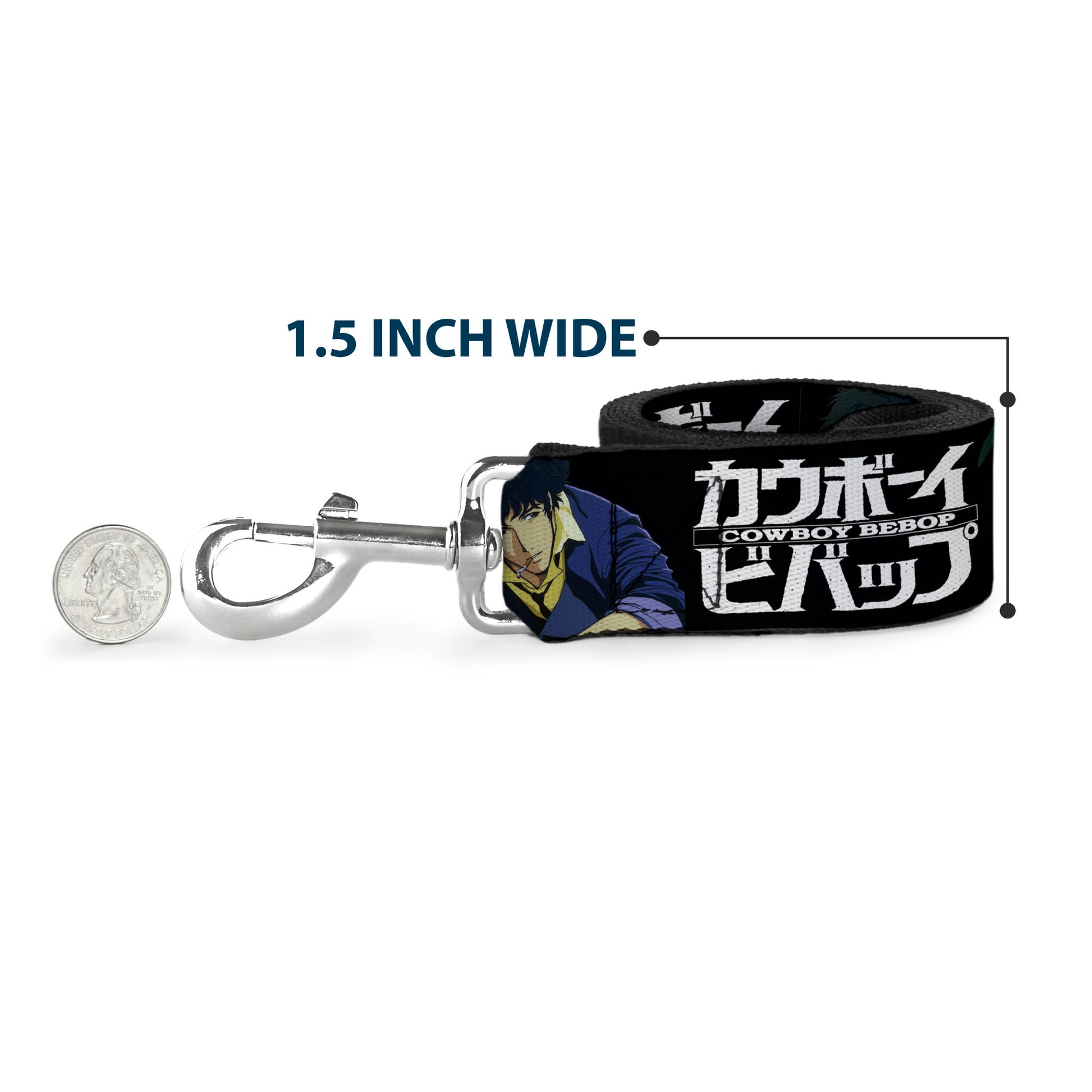 Dog Leash - COWBOY BEBOP Spike and Vicious Pose and Title Logo Black/Blues Dog Leashes Cowboy Bebop