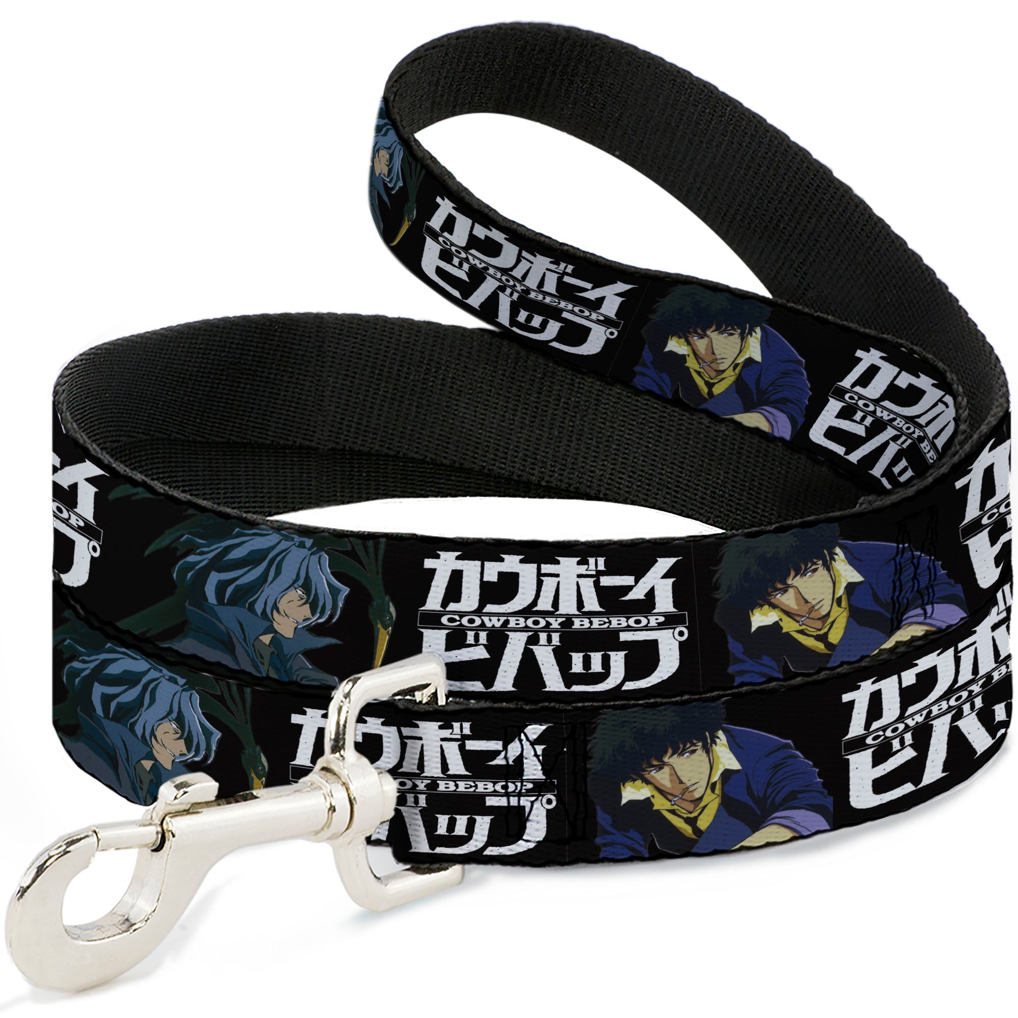Dog Leash - COWBOY BEBOP Spike and Vicious Pose and Title Logo Black/Blues Dog Leashes Cowboy Bebop