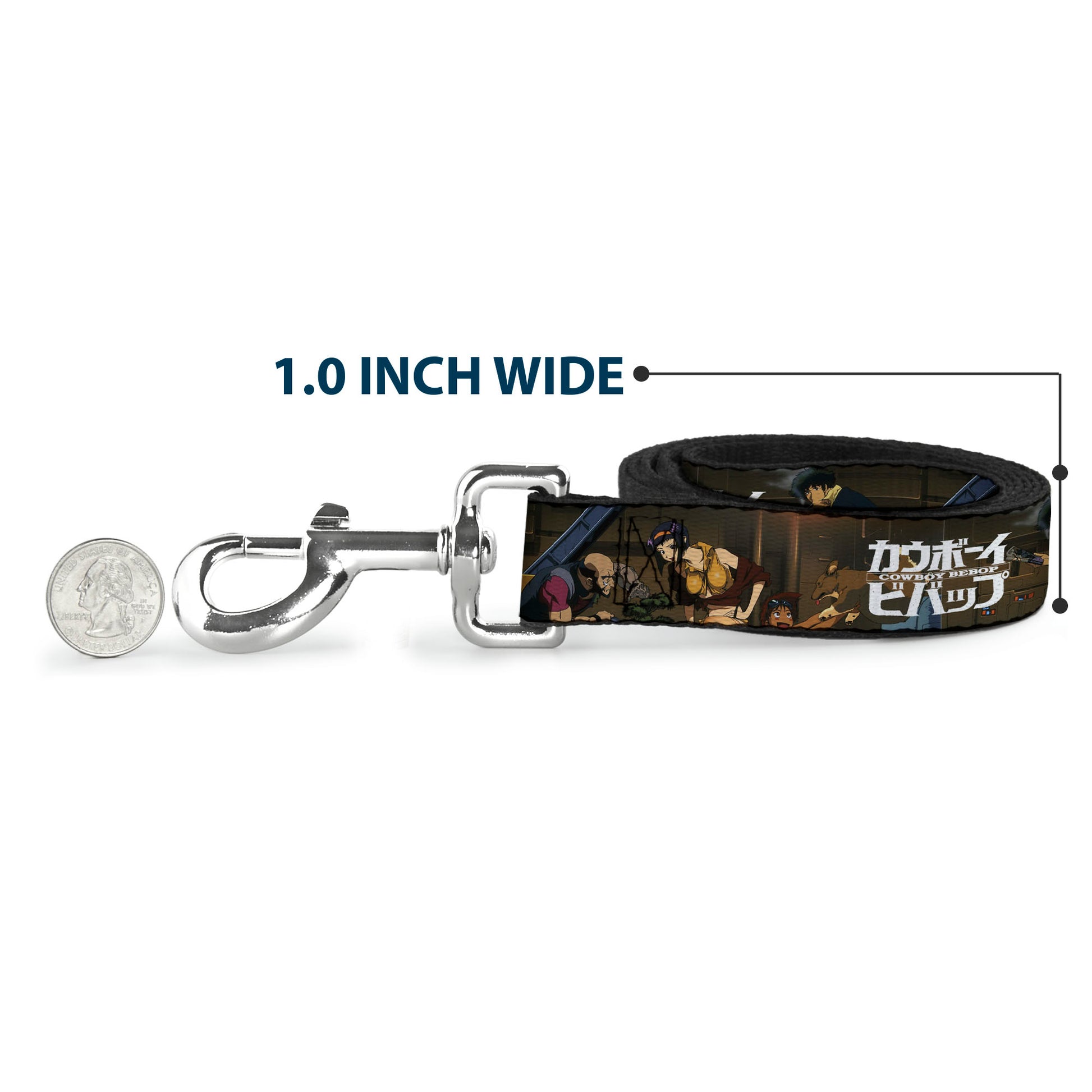 Dog Leash - COWBOY BEBOP Jet Black and Crew Bonsai Tree Scene and Title Logo Dog Leashes Cowboy Bebop