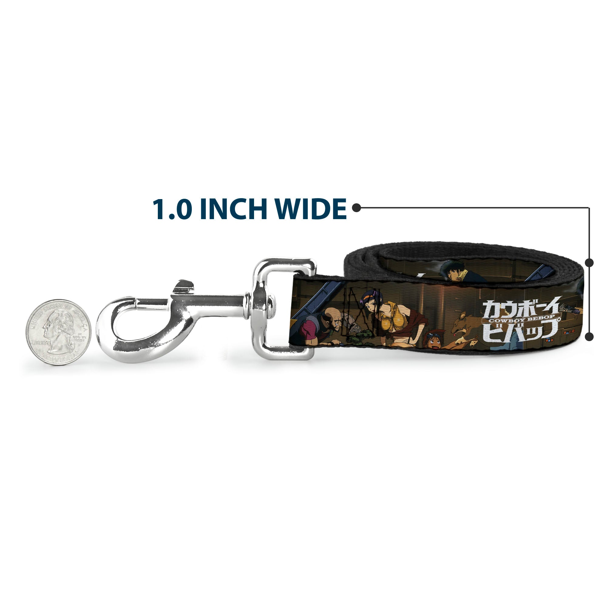 Dog Leash - COWBOY BEBOP Jet Black and Crew Bonsai Tree Scene and Title Logo Dog Leashes Cowboy Bebop