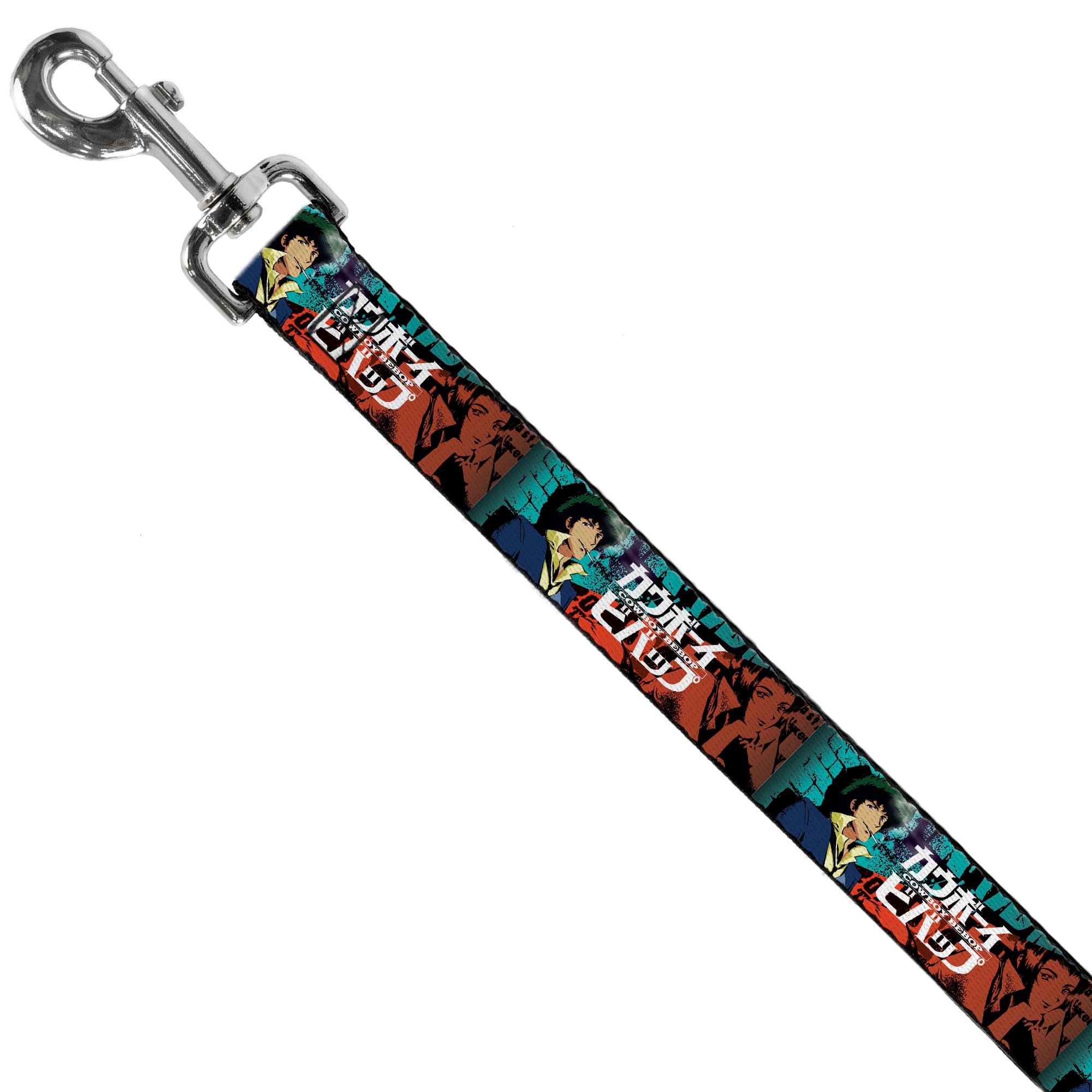 Dog Leash - COWBOY BEBOP Spike and Faye Brick Pose and Title Logo Blues/Reds Dog Leashes Cowboy Bebop