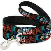 Dog Leash - COWBOY BEBOP Spike and Faye Brick Pose and Title Logo Blues/Reds Dog Leashes Cowboy Bebop