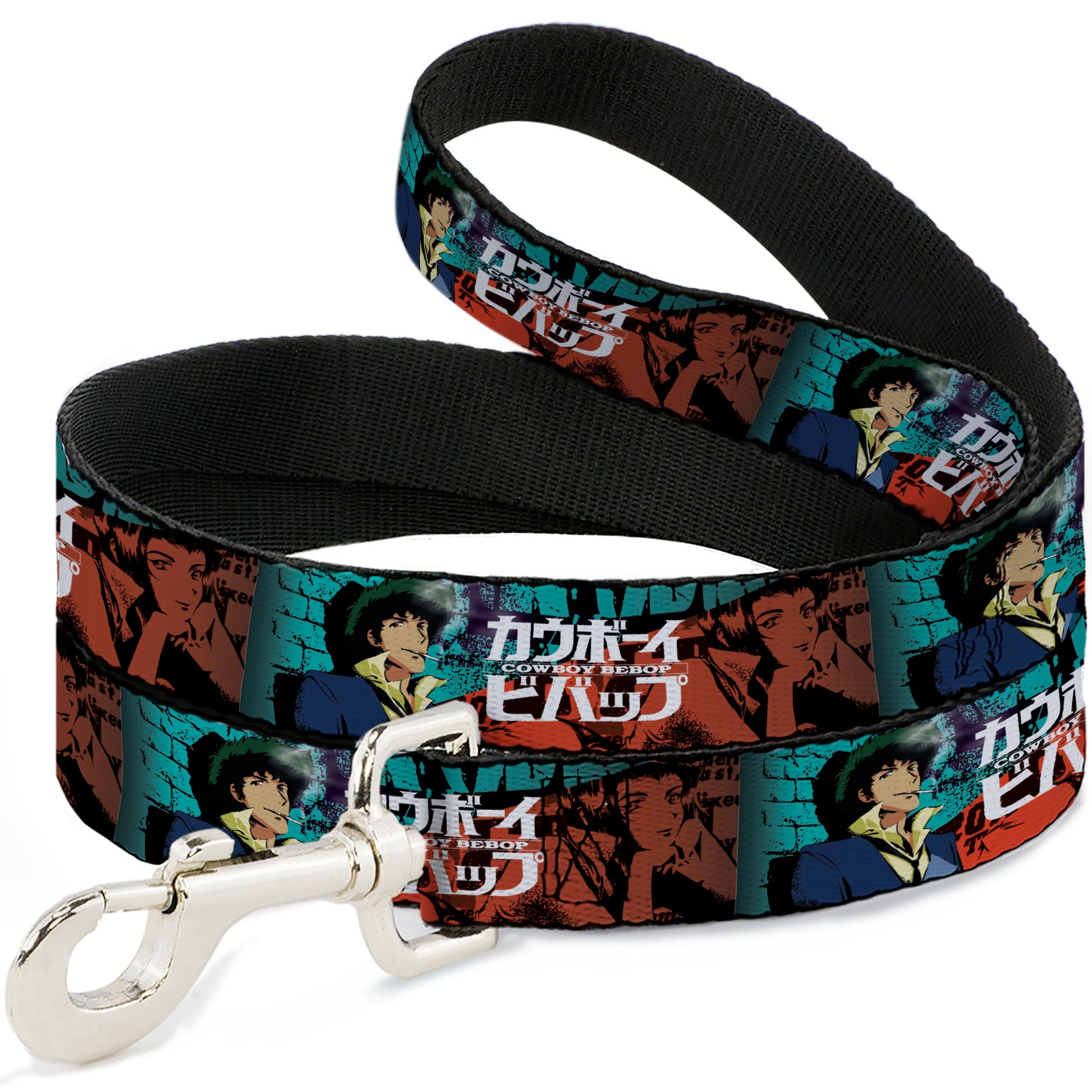 Dog Leash - COWBOY BEBOP Spike and Faye Brick Pose and Title Logo Blues/Reds Dog Leashes Cowboy Bebop
