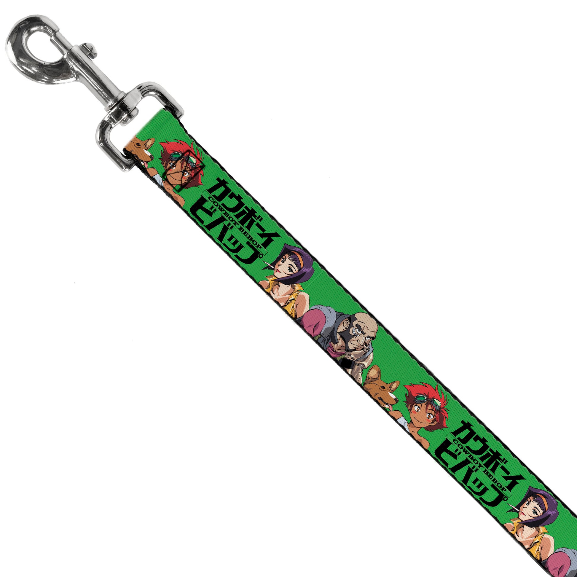 Dog Leash - COWBOY BEBOP Crew Group Pose and Title Logo Green/Black Dog Leashes Cowboy Bebop