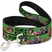 Dog Leash - COWBOY BEBOP Crew Group Pose and Title Logo Green/Black Dog Leashes Cowboy Bebop