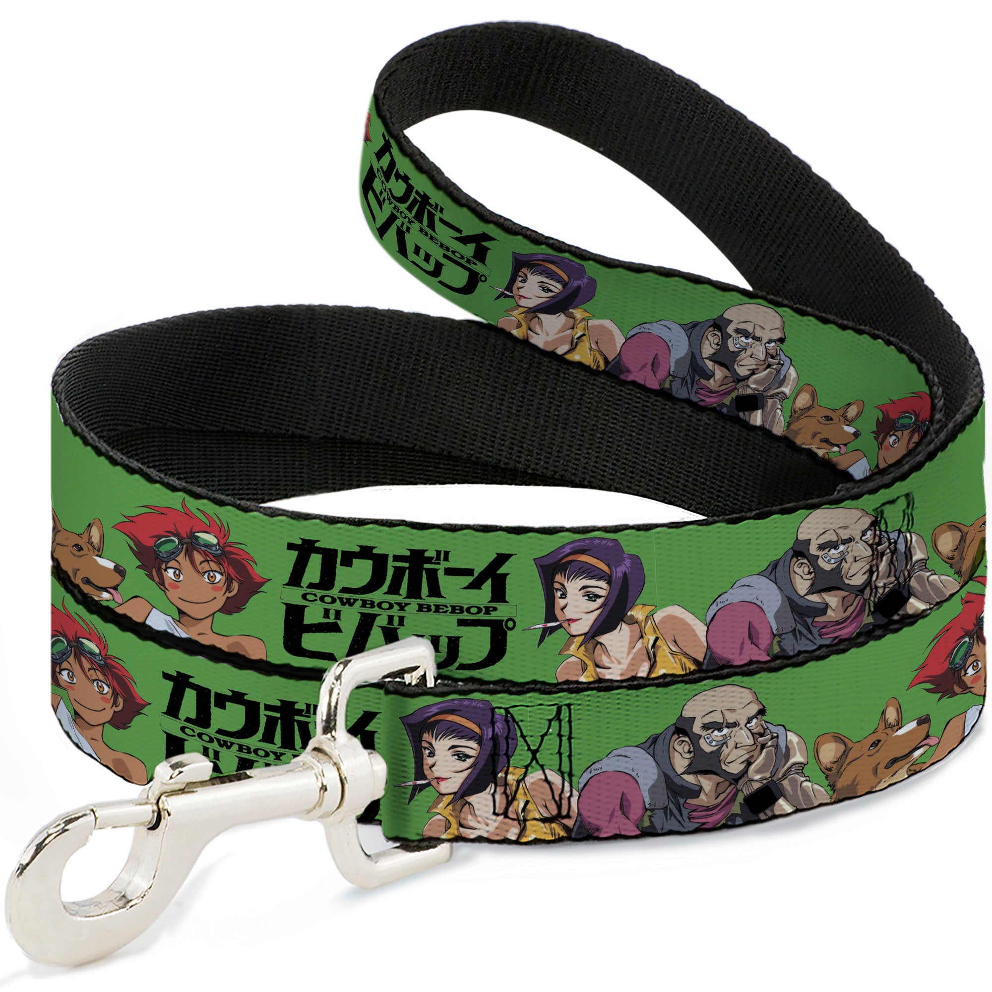 Dog Leash - COWBOY BEBOP Crew Group Pose and Title Logo Green/Black Dog Leashes Cowboy Bebop