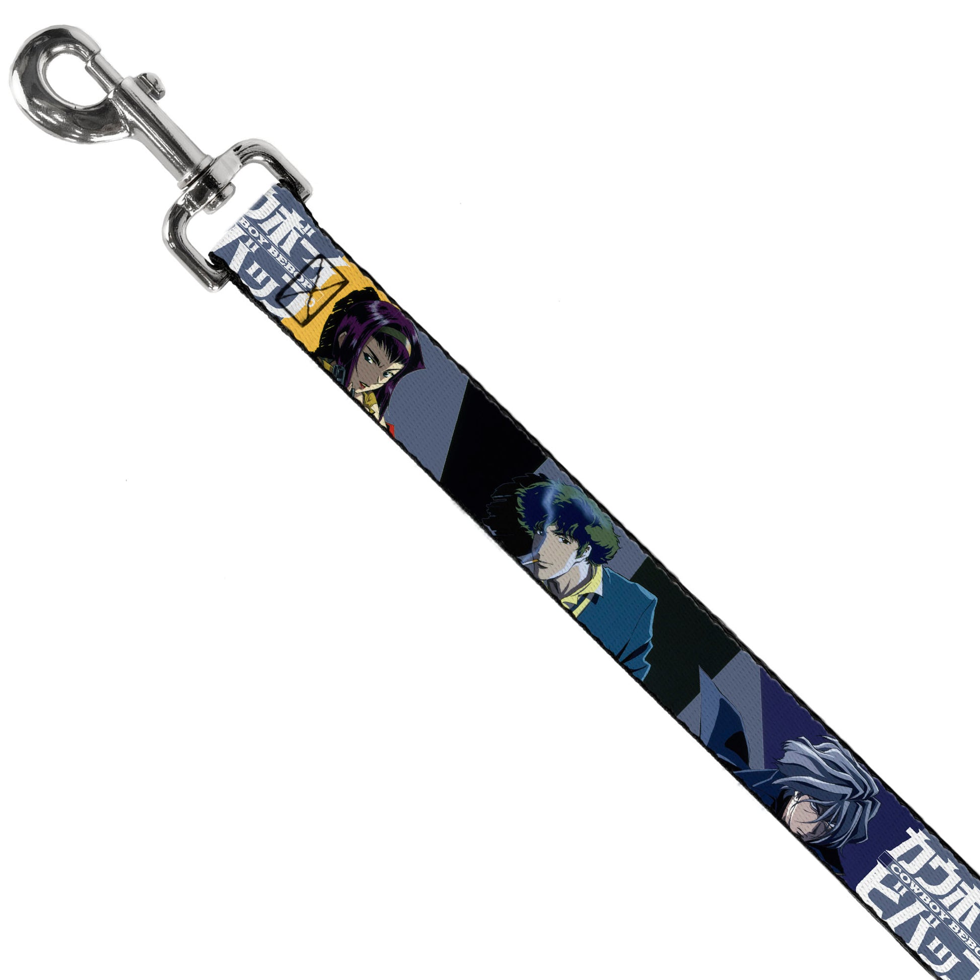 Dog Leash - COWBOY BEBOP Spike Vicious and Faye Pose and Title Logo Blues/Yellow Dog Leashes Cowboy Bebop