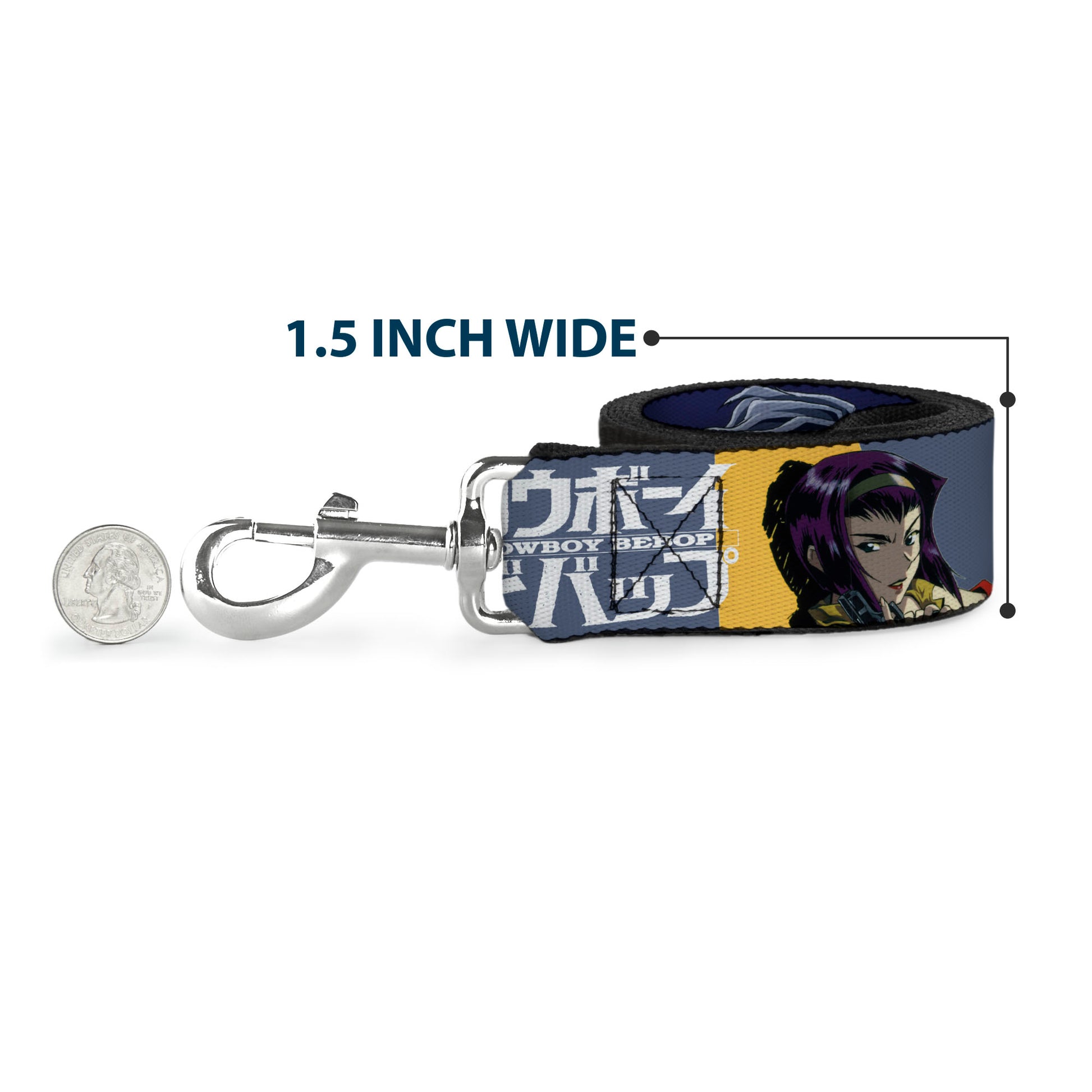 Dog Leash - COWBOY BEBOP Spike Vicious and Faye Pose and Title Logo Blues/Yellow Dog Leashes Cowboy Bebop