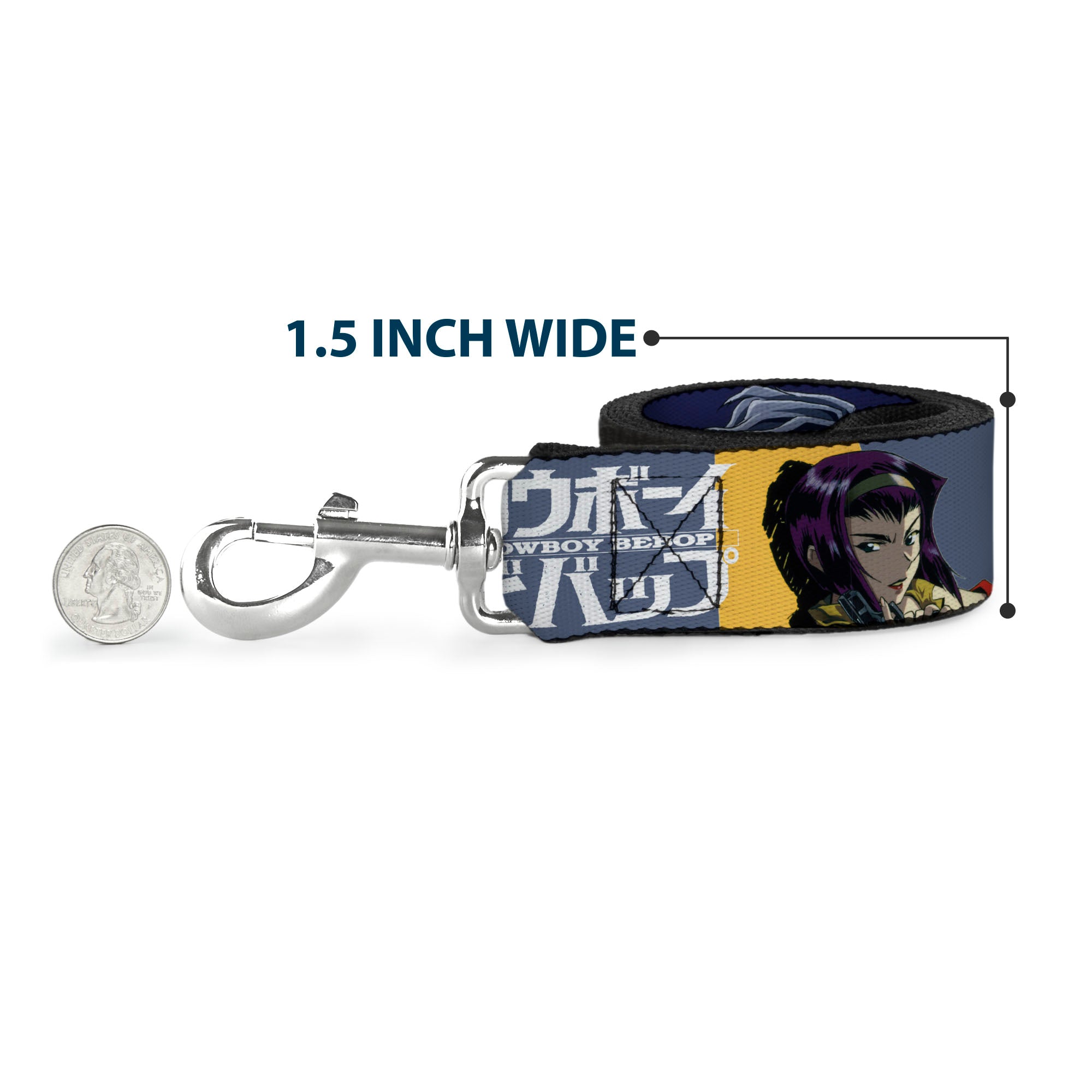 Dog Leash - COWBOY BEBOP Spike Vicious and Faye Pose and Title Logo Blues/Yellow Dog Leashes Cowboy Bebop